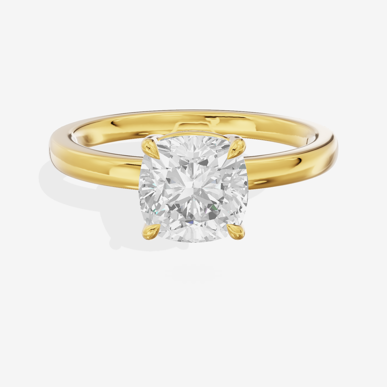 Heartline 2mm Cushion Solitaire Engagement Ring in 14K Yellow Gold