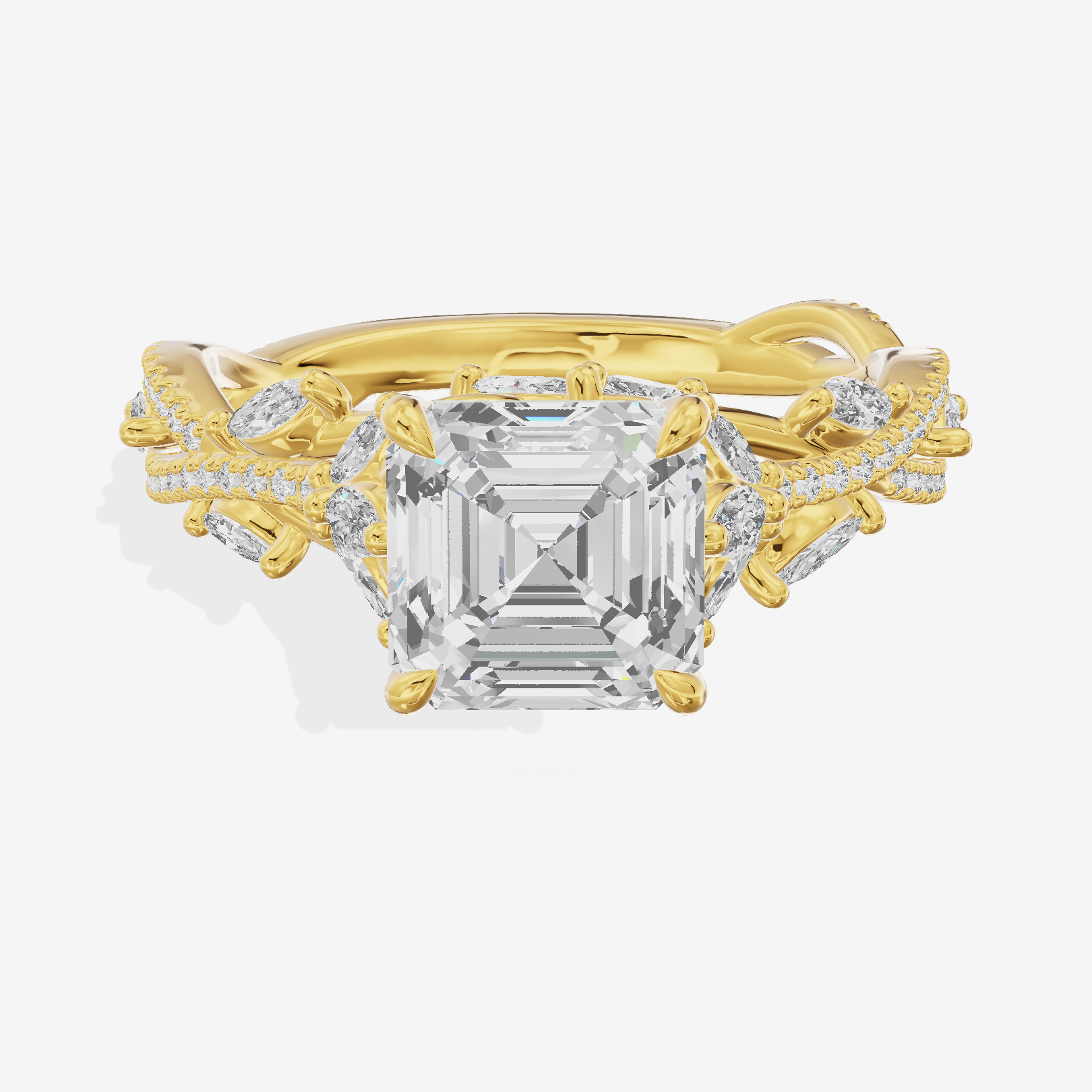 Grand Twine Asscher Twisted Engagement Ring (3/4 ct. tw.) in 18K Yellow Gold