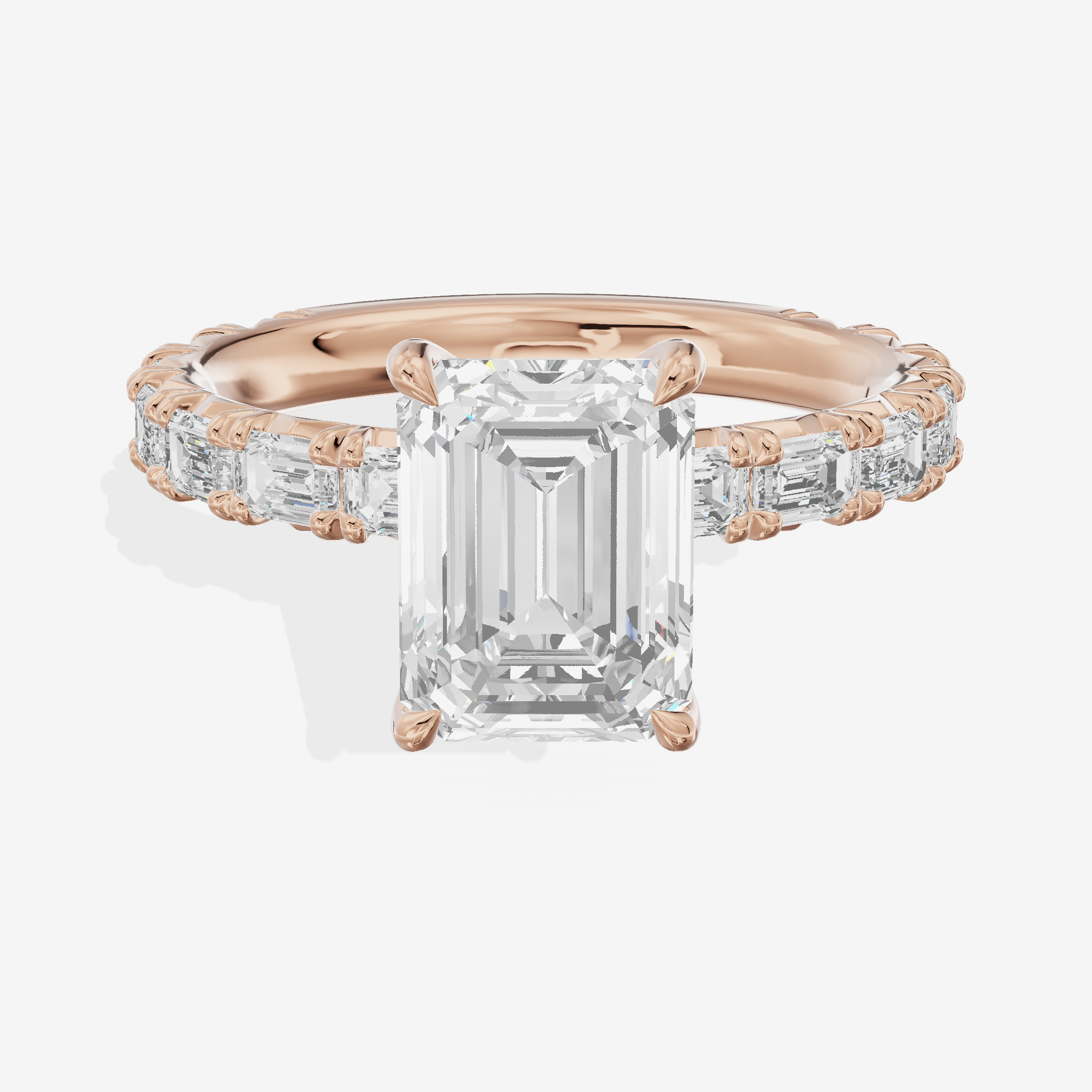 Luxe Aurea Emerald Engagement Ring with Side Stones (3/8 ct. tw.) in 14K Rose Gold