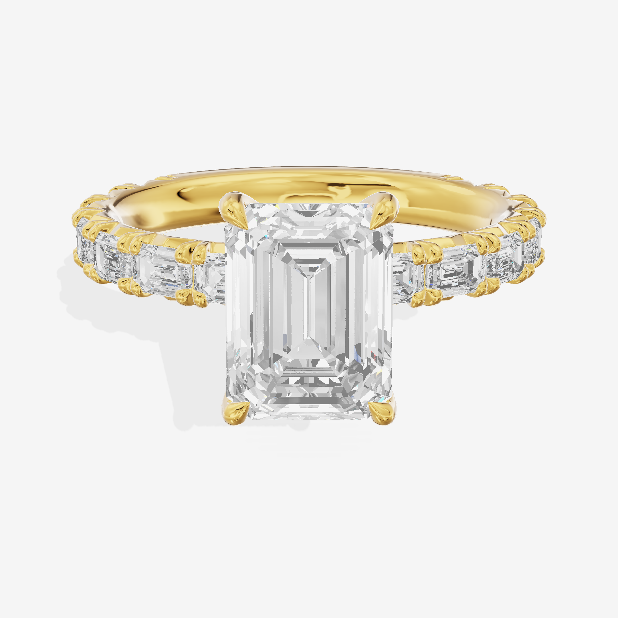 Luxe Aurea Emerald Engagement Ring with Side Stones (3/8 ct. tw.) in 18K Yellow Gold