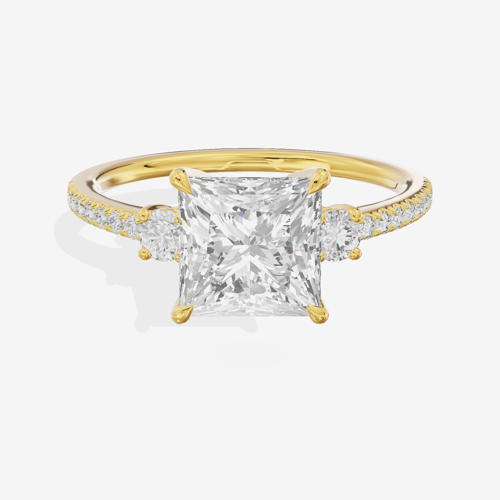 Mirth Three Stone Princess Engagement Ring (1/4 ct. tw.) in 18K Yellow Gold