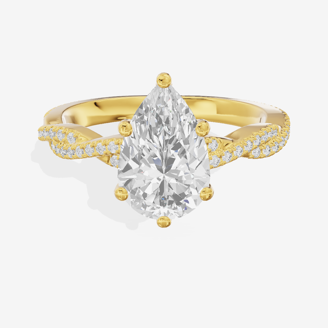Petite Lightwoven Pear Pavé Engagement Ring (1/4 ct. tw.) in 18K Yellow Gold