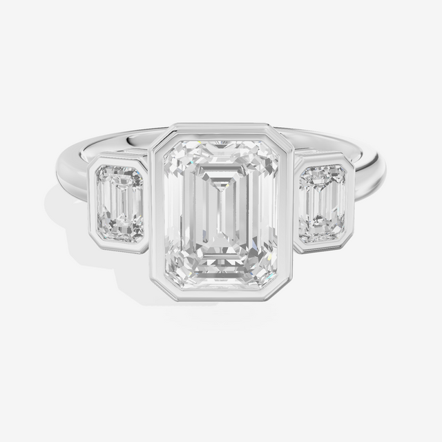 Selenia Three Stone Emerald Engagement Ring (1/2 ct. tw.) in 14K White Gold