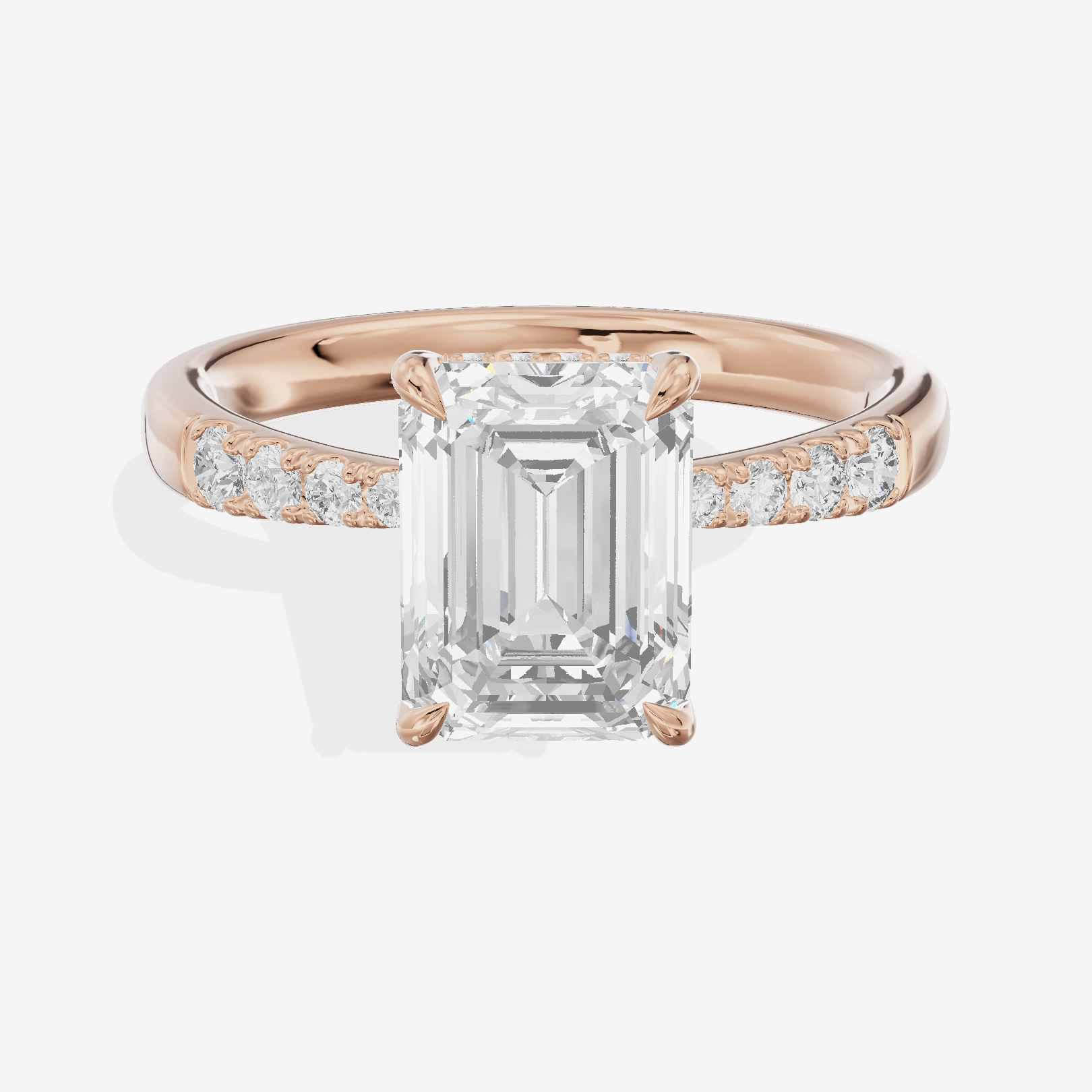 Mayrelle Hidden Halo Emerald Engagement Ring (1/5 ct. tw.) in 14K Rose Gold