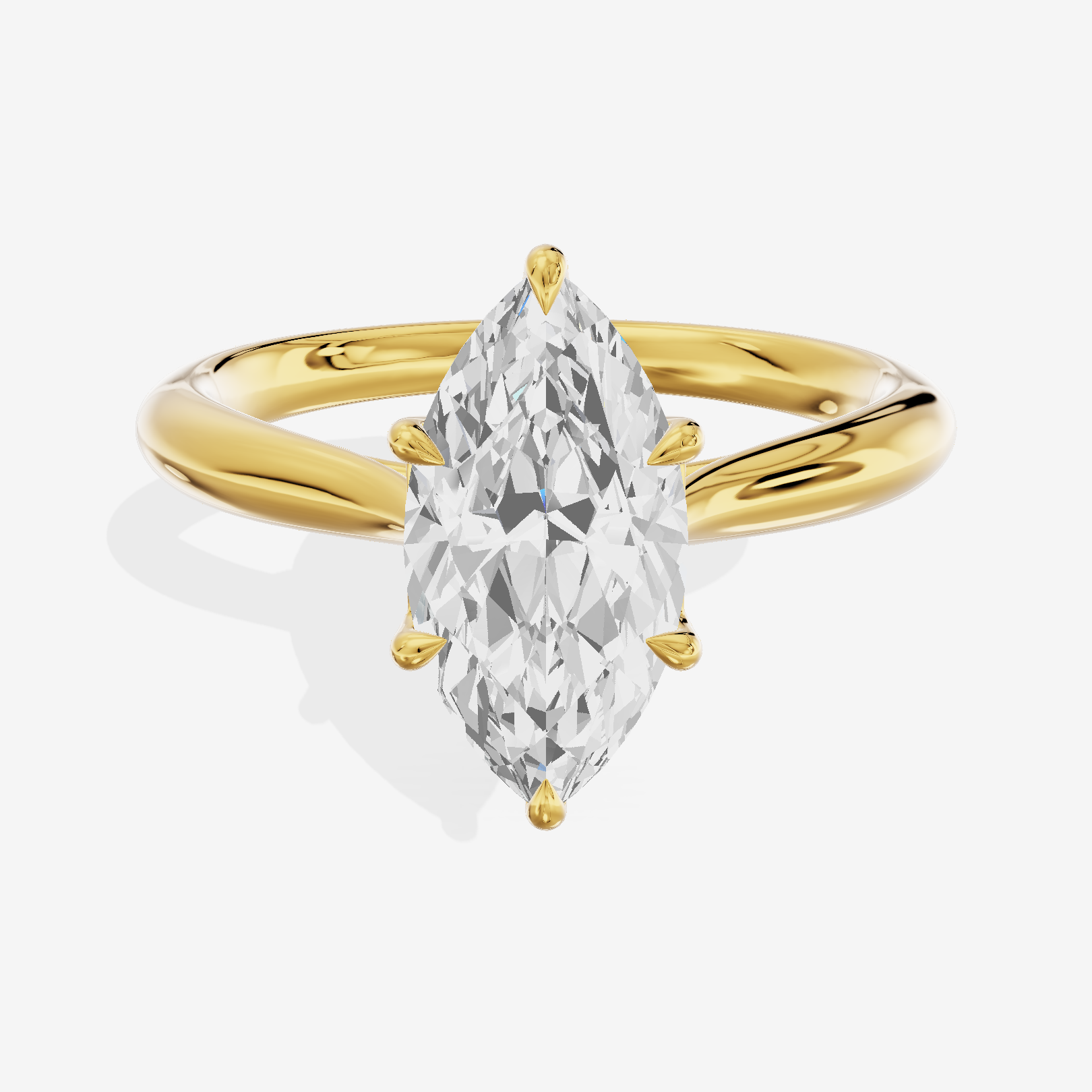 Crowned Halcyon 2.5mm Marquise Six-Prong Engagement Ring in 14K Yellow Gold