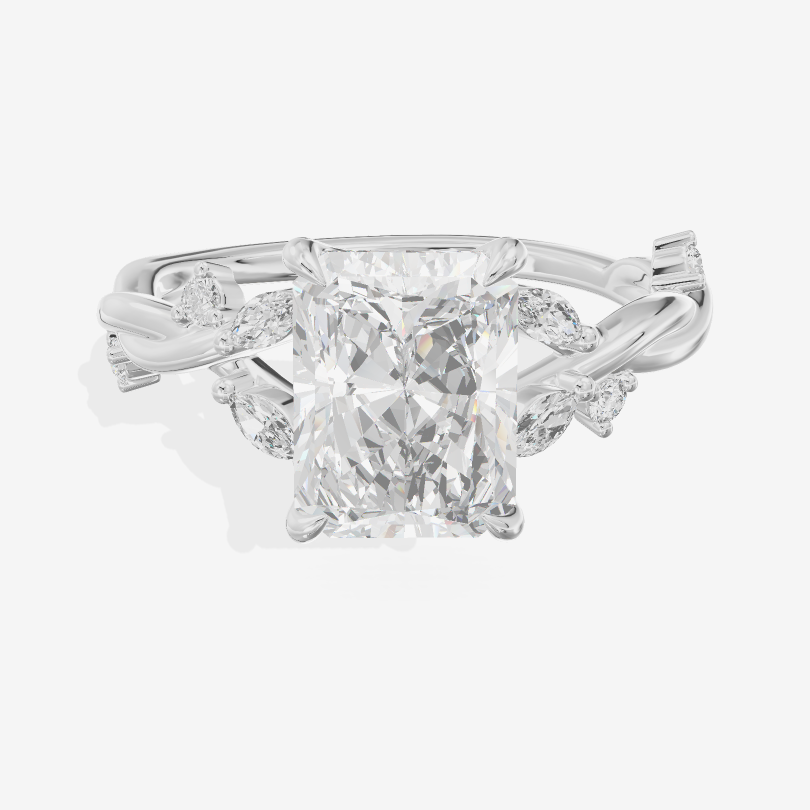 Twined Vowsae Radiant Twisted Engagement Ring (1/6 ct. tw.) in Platinum