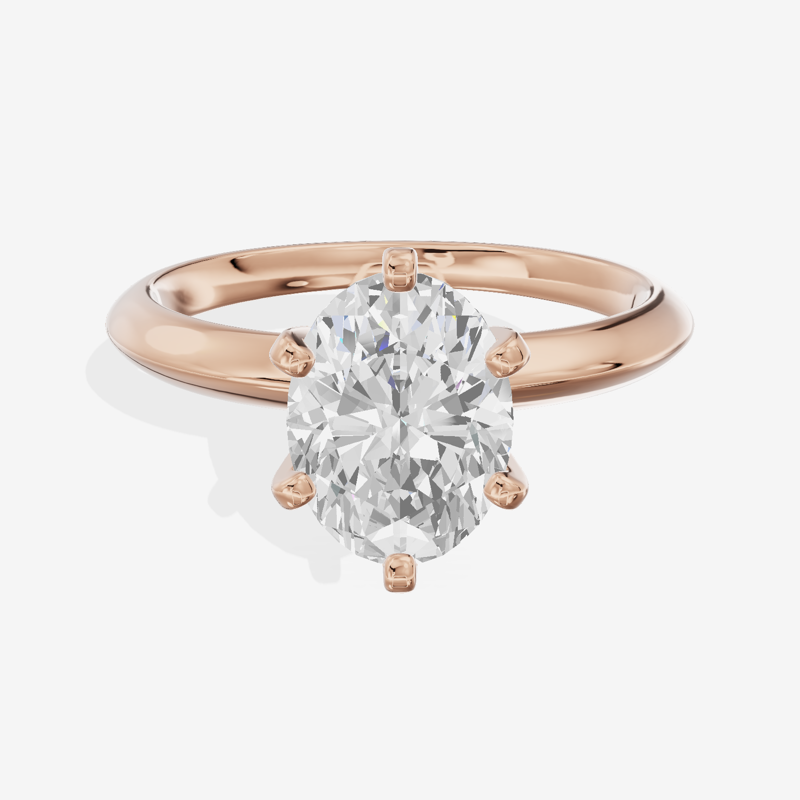 Classic Vowsae 2.5mm Oval Six-Prong Engagement Ring in 18K Rose Gold