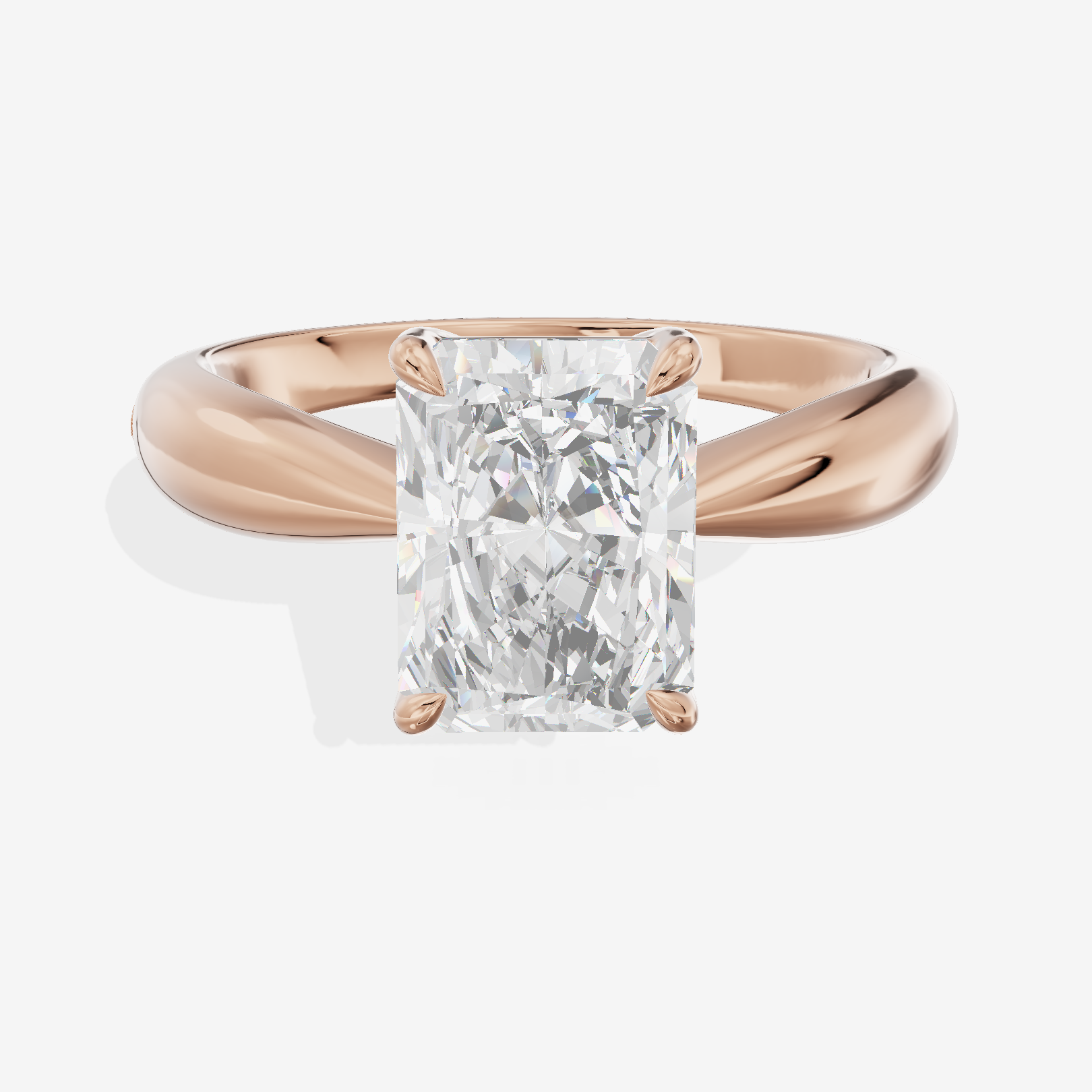 Aimora Trellis 2mm Radiant Solitaire Engagement Ring in 14K Rose Gold