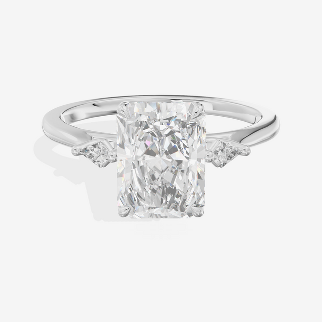 Petite Sincere Three Stone Radiant Engagement Ring (1/15 ct. tw.) in Platinum