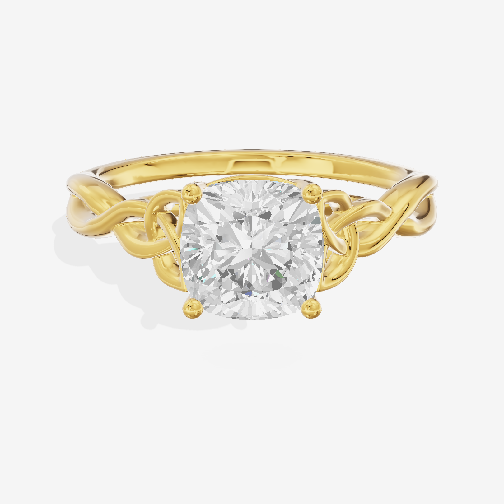 Modern Vowsae 2.5mm Cushion Solitaire Engagement Ring in 14K Yellow Gold