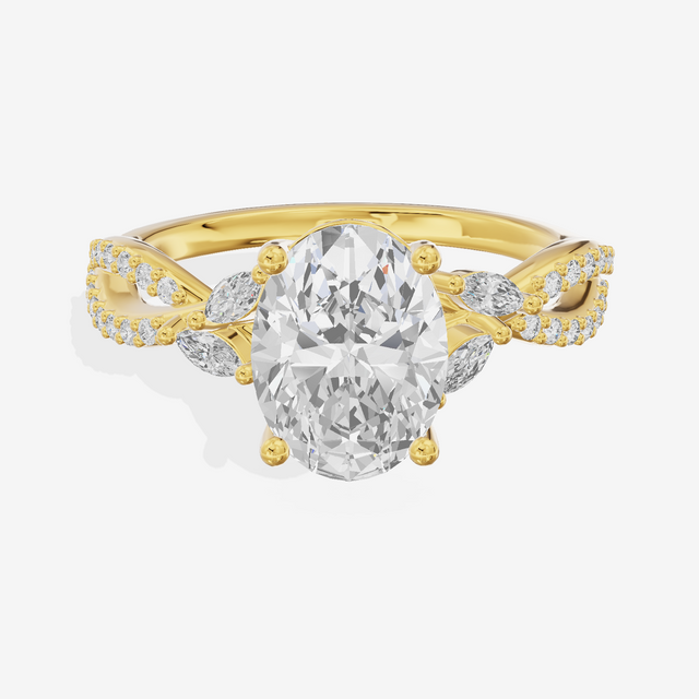 Luxe Lumera Oval Engagement Ring with Side Stones (1/4 ct. tw.) in 18K Yellow Gold