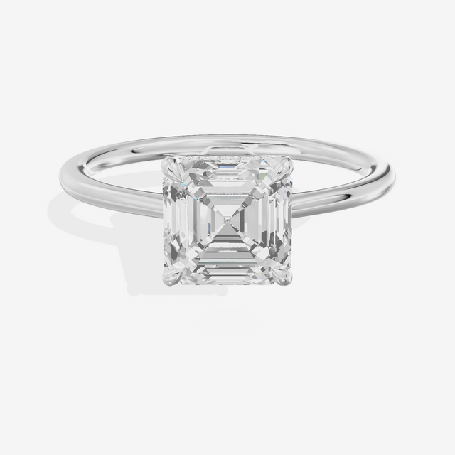 Promezza Hidden Halo Asscher Engagement Ring (1/20 ct. tw.) in 14K White Gold