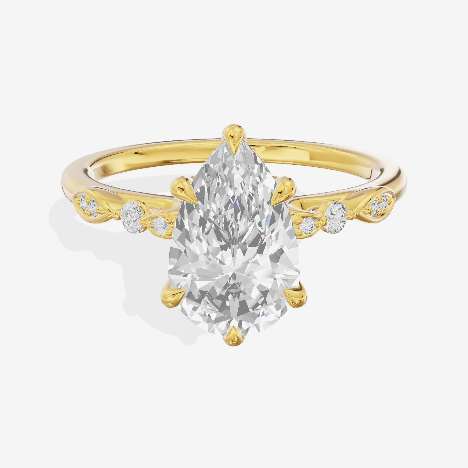Lightwoven Pear Engagement Ring with Side Stones (1/6 ct. tw.) in 14K Yellow Gold