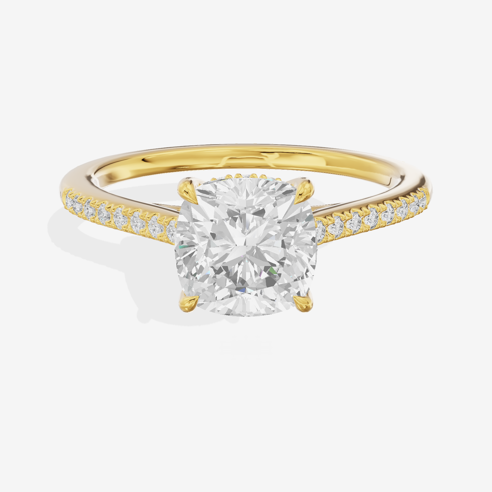 Twine Cushion Engagement Ring with Side Stones (7/8 ct. tw.) in 14K Yellow Gold