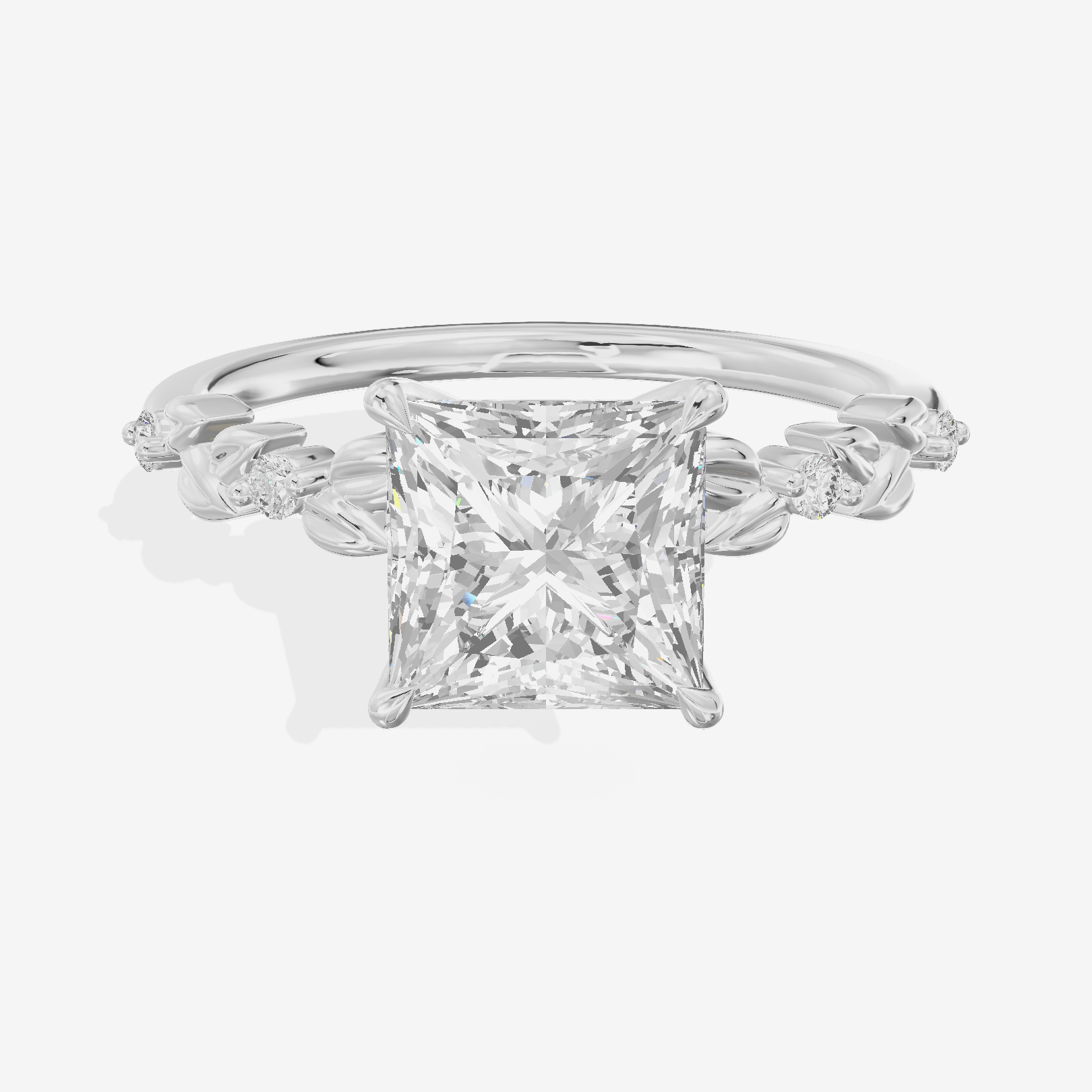 Tender Promezza Princess Engagement Ring with Side Stones (1/20 ct. tw.) in Platinum
