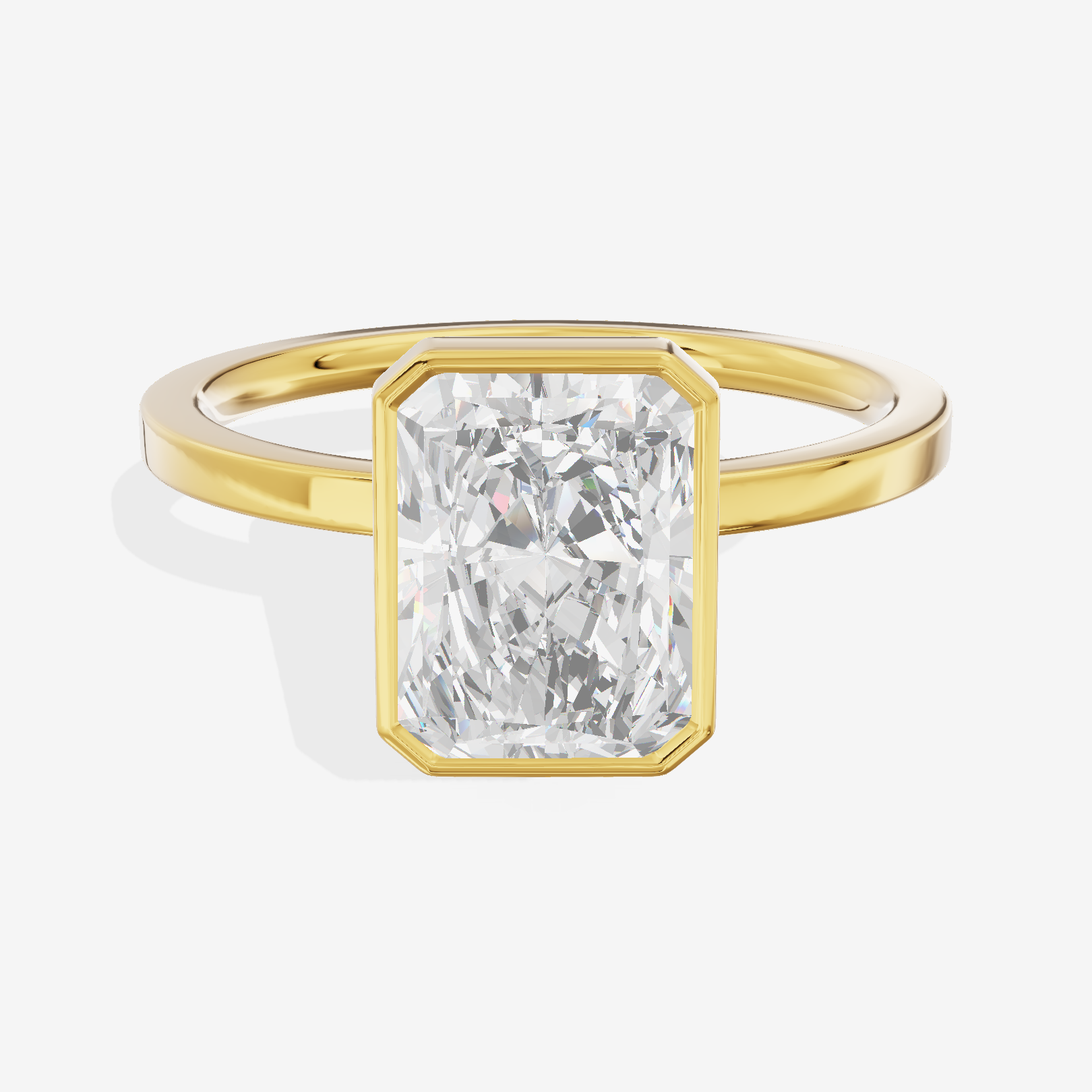 One of One Classic 1.5mm Radiant Bezel Engagement Ring in 14K Yellow Gold