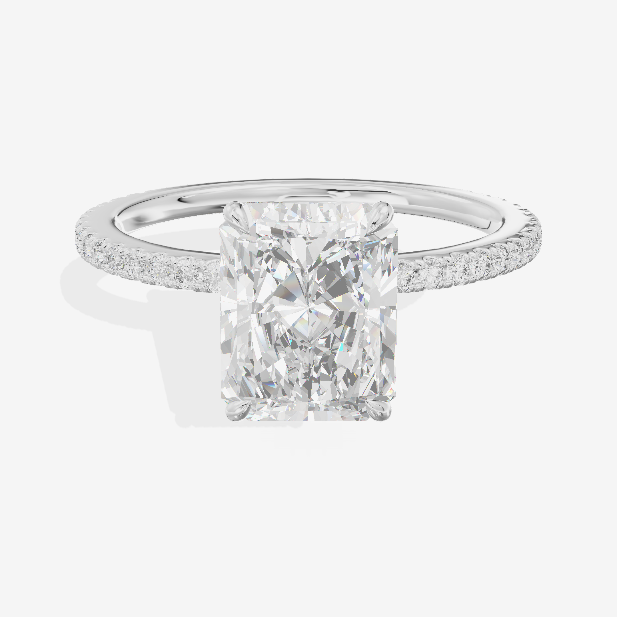 Petite Cherubine Radiant Engagement Ring with Side Stones (1/3 ct. tw.) in 18K White Gold