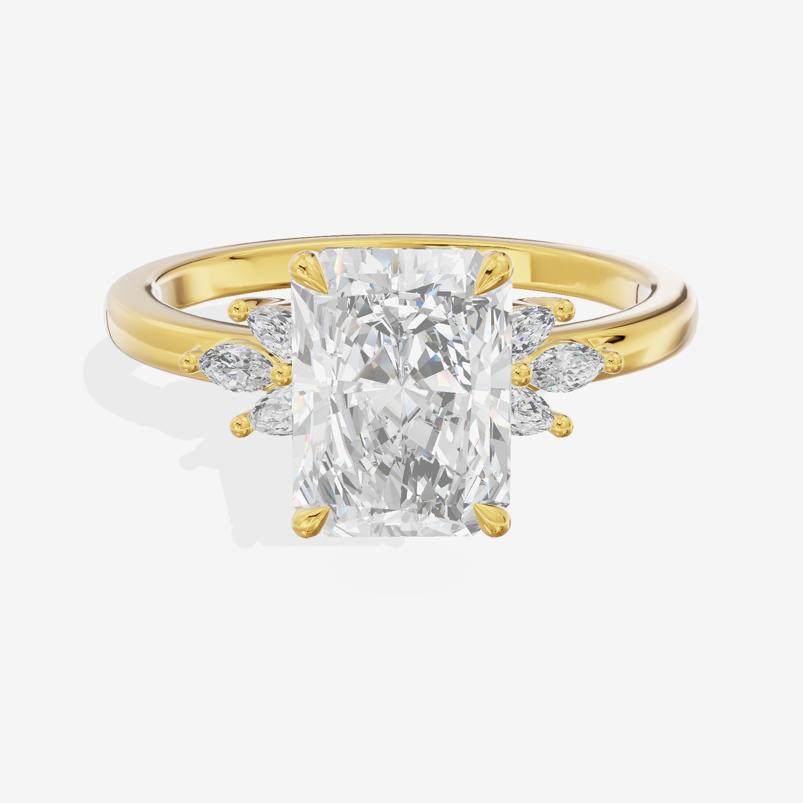 Modern Halcyon Radiant Engraved Engagement Ring (1/5 ct. tw.) in 18K Yellow Gold