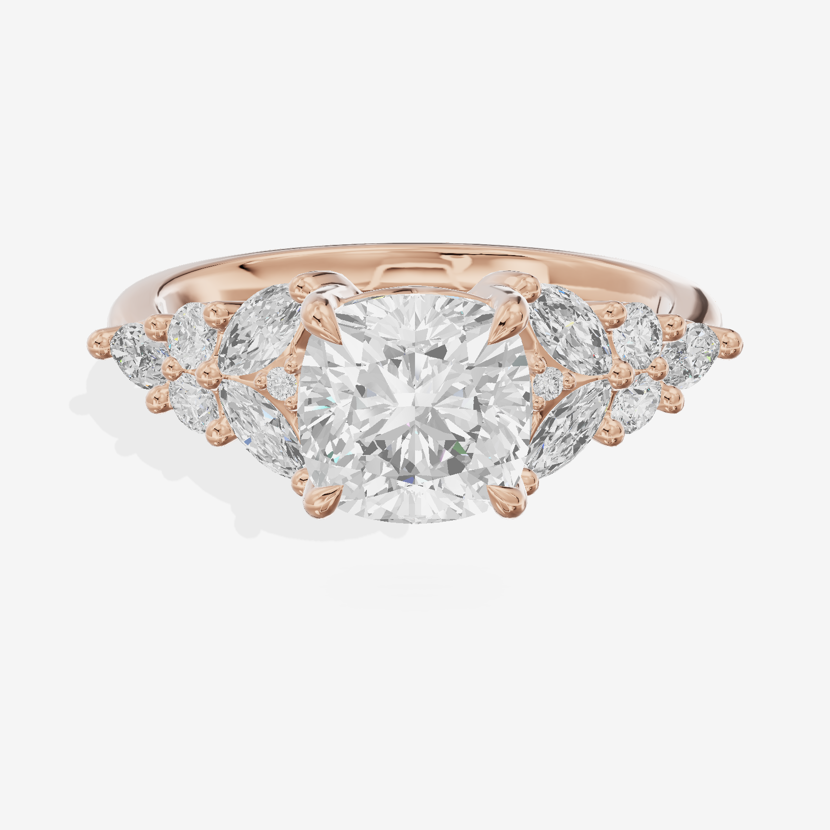 Tender Trueheart Cushion Engagement Ring with Side Stones (1/2 ct. tw.) in 14K Rose Gold