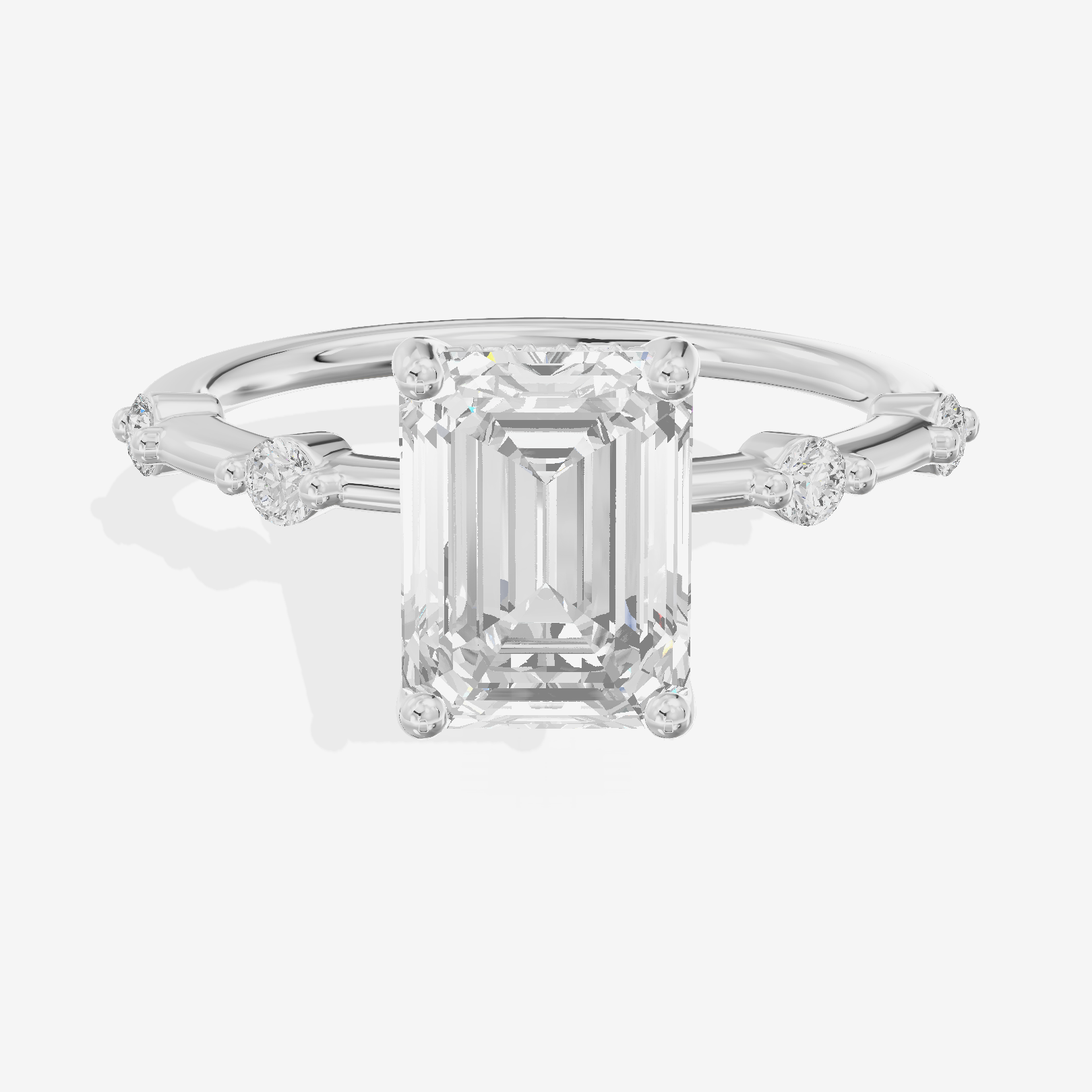 Selenia Emerald Hidden Halo Engagement Ring (1/6 ct. tw.) in Platinum