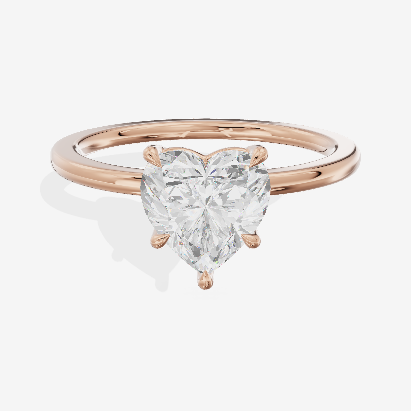 Charmae Ring 1.4mm Heart Solitaire Engagement Ring in 14K Rose Gold