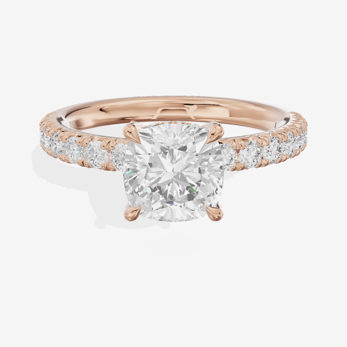 Twined Maia Cushion Engagement Ring with Side Stones (1/2 ct. tw.) in 14K Rose Gold