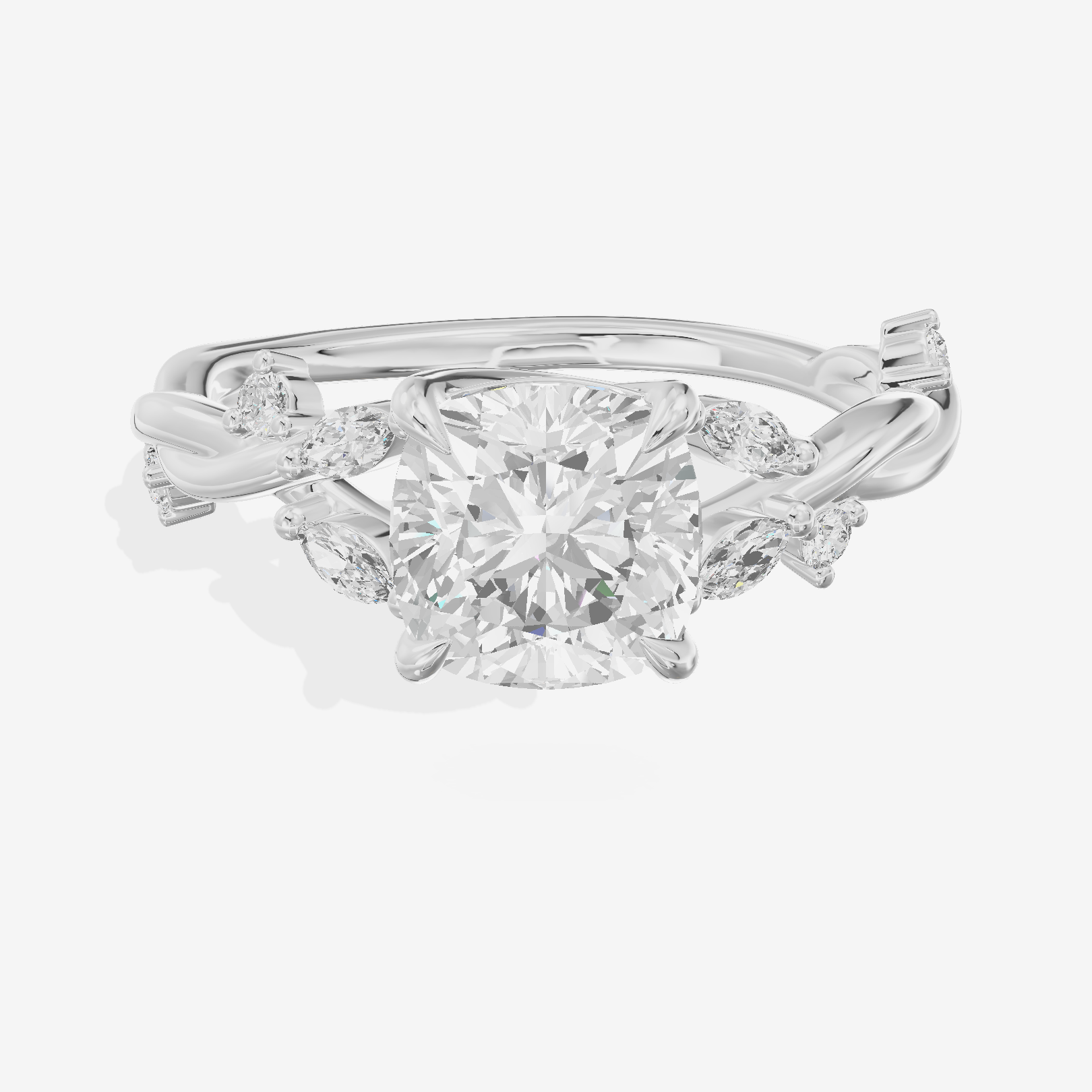 Twined Vowsae Cushion Twisted Engagement Ring (1/6 ct. tw.) in 18K White Gold