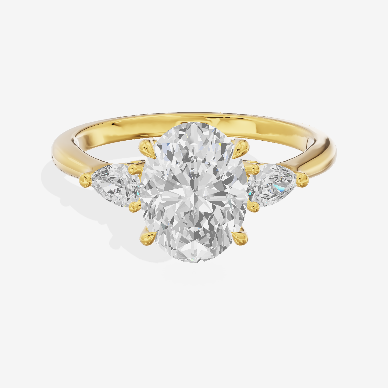 Petite Aimora Three Stone Oval Engagement Ring (1/4 ct. tw.) in 18K Yellow Gold