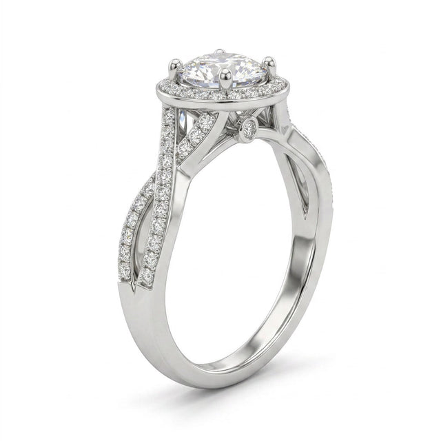 Halo Twist Round Engagement Ring (1.03 ct. tw.) in 18K White Gold