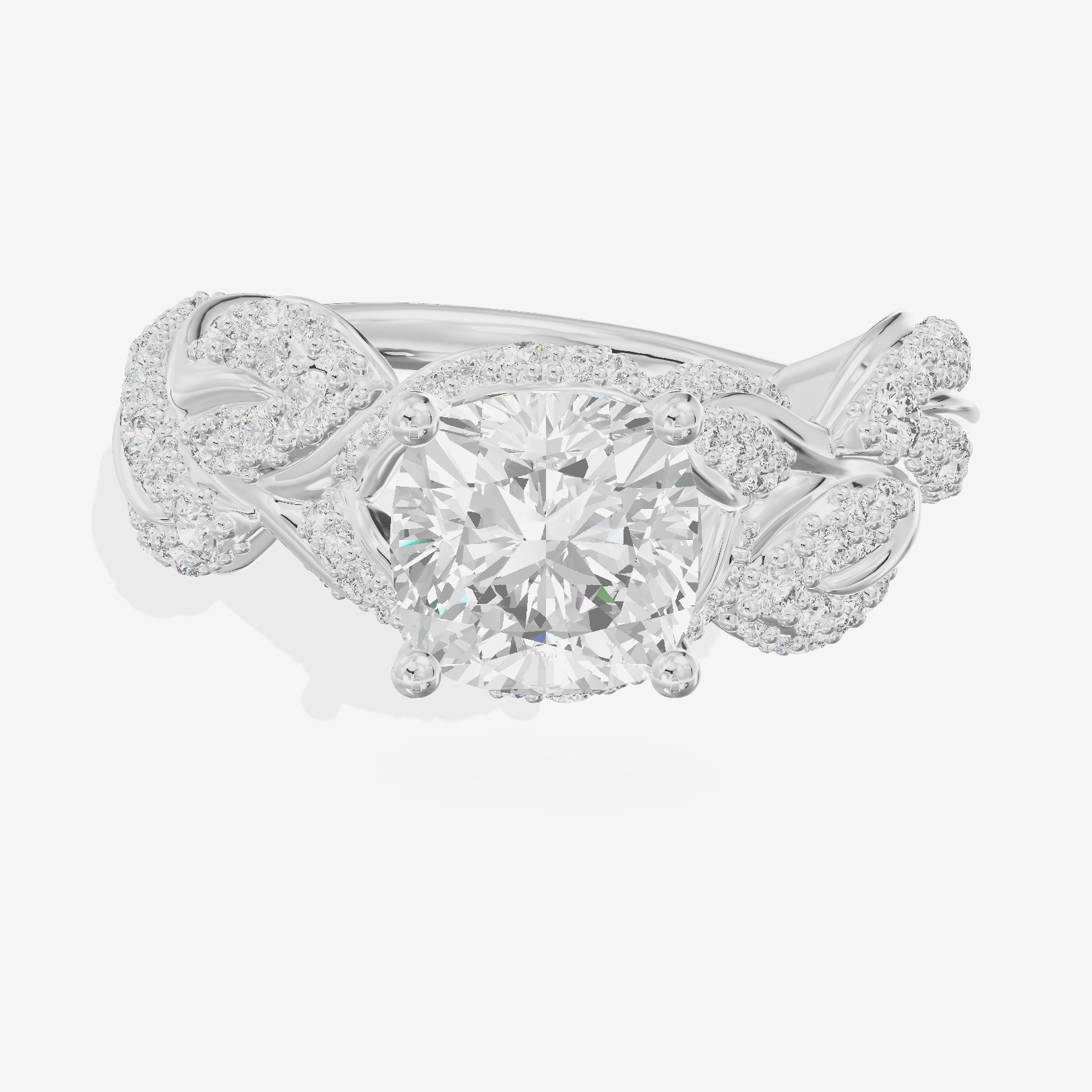 Luxe Eversince Cushion Engagement Ring with Side Stones (1/2 ct. tw.) in Platinum