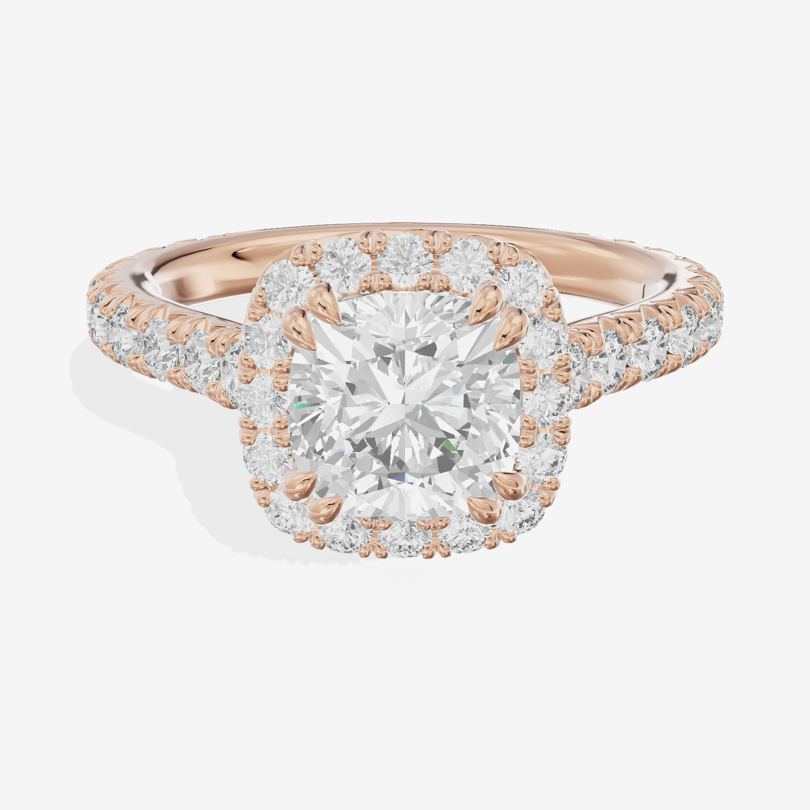 One of One Halo Cushion Engagement Ring (3/4 ct. tw.) in 18K Rose Gold
