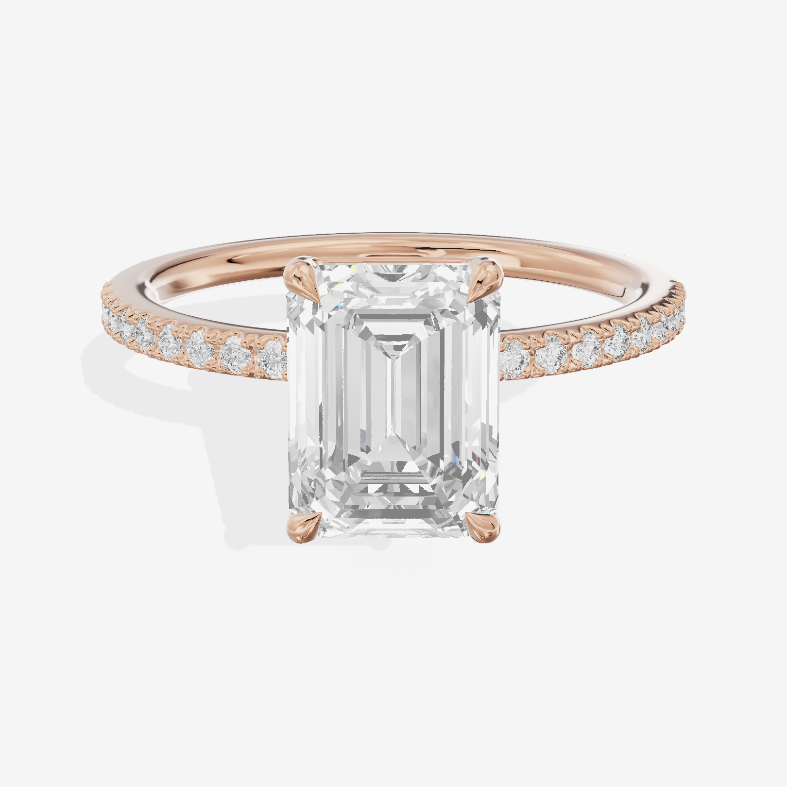 Tender Vowsae Emerald Engagement Ring with Side Stones (1/8 ct. tw.) in 18K Rose Gold