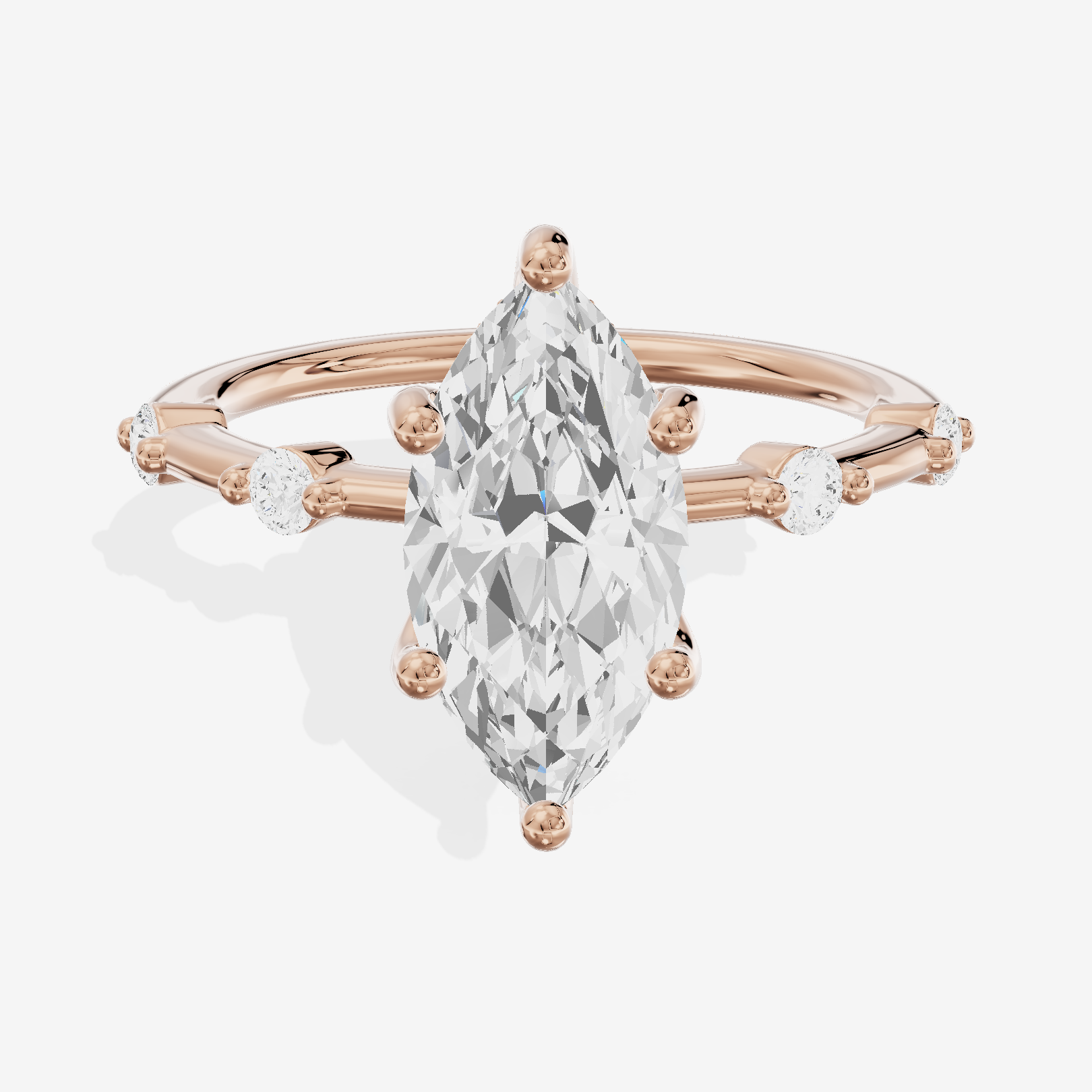 Selenia Marquise Hidden Halo Engagement Ring (1/6 ct. tw.) in 18K Rose Gold