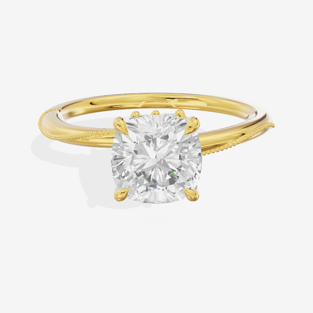 Vintage Coeurine Cushion Engagement Ring (1/10 ct. tw.) in 18K Yellow Gold