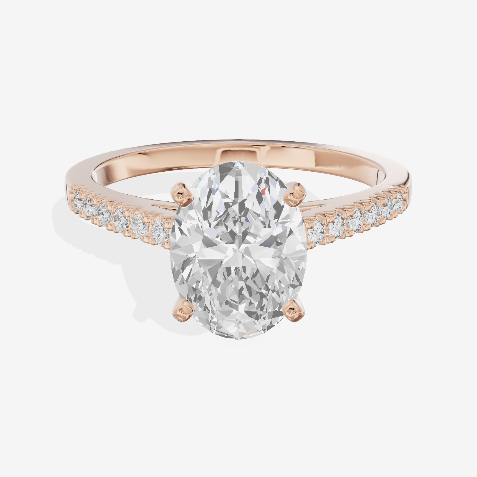 Sworn Vowsae Oval Engagement Ring with Side Stones (1/10 ct. tw.) in 18K Rose Gold