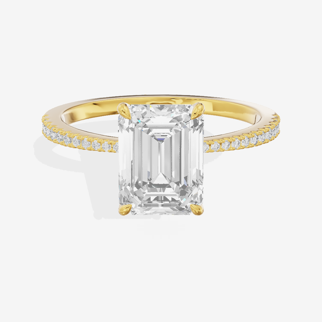 Grand Tender Emerald Engagement Ring with Side Stones (1/8 ct. tw.) in 14K Yellow Gold