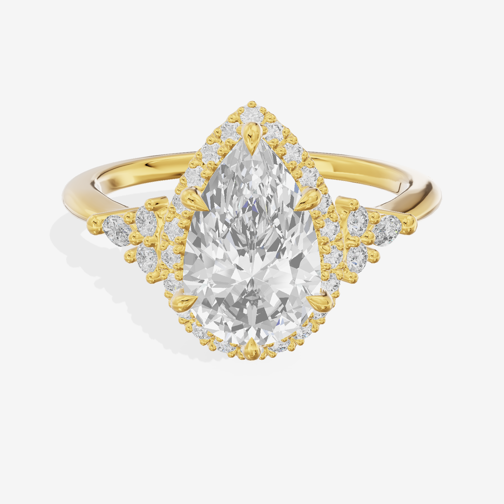 Clusta Halo Pear Engagement Ring (1/2 ct. tw.) in 14K Yellow Gold