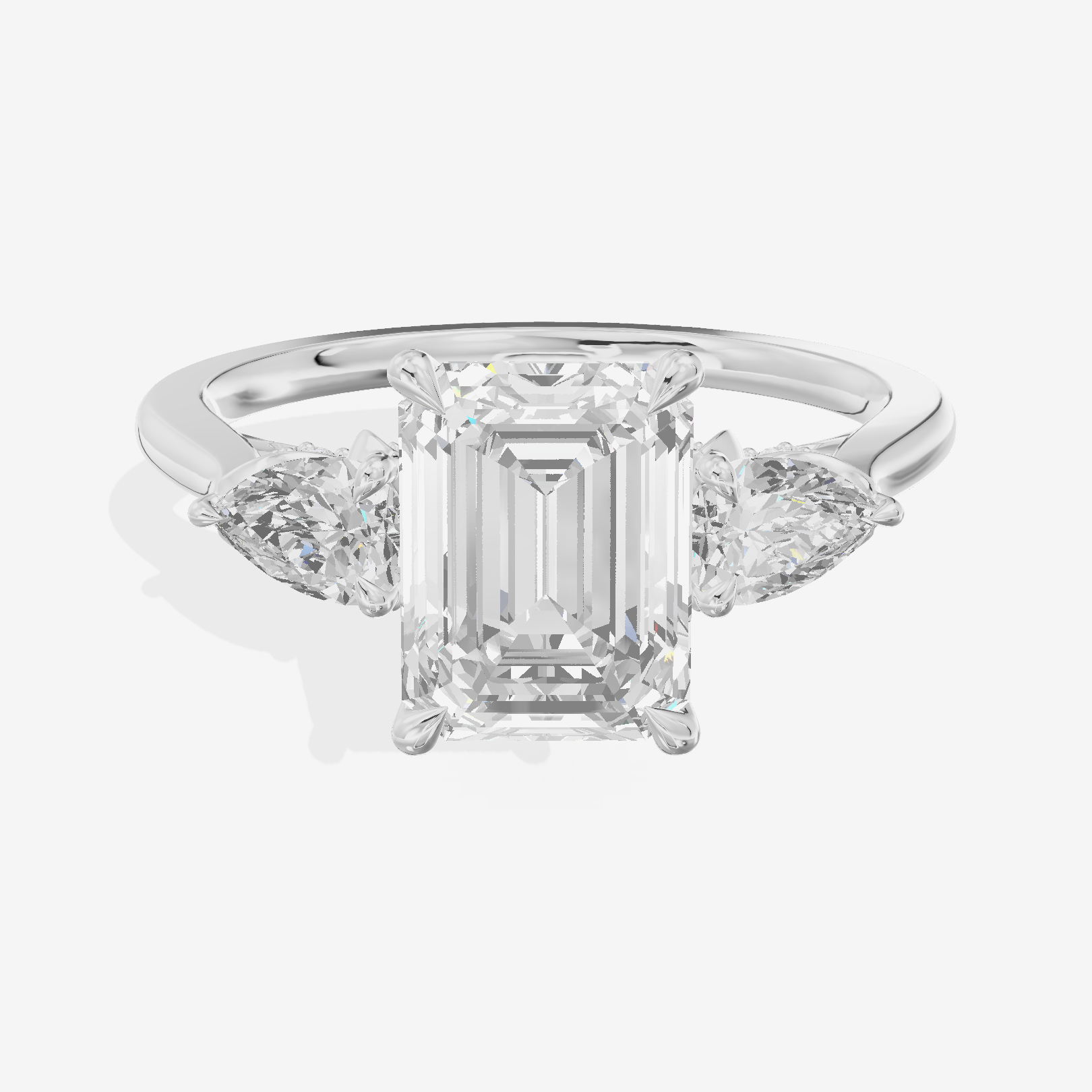 Modern Sincere Three Stone Emerald Engagement Ring (1/2 ct. tw.) in 14K White Gold