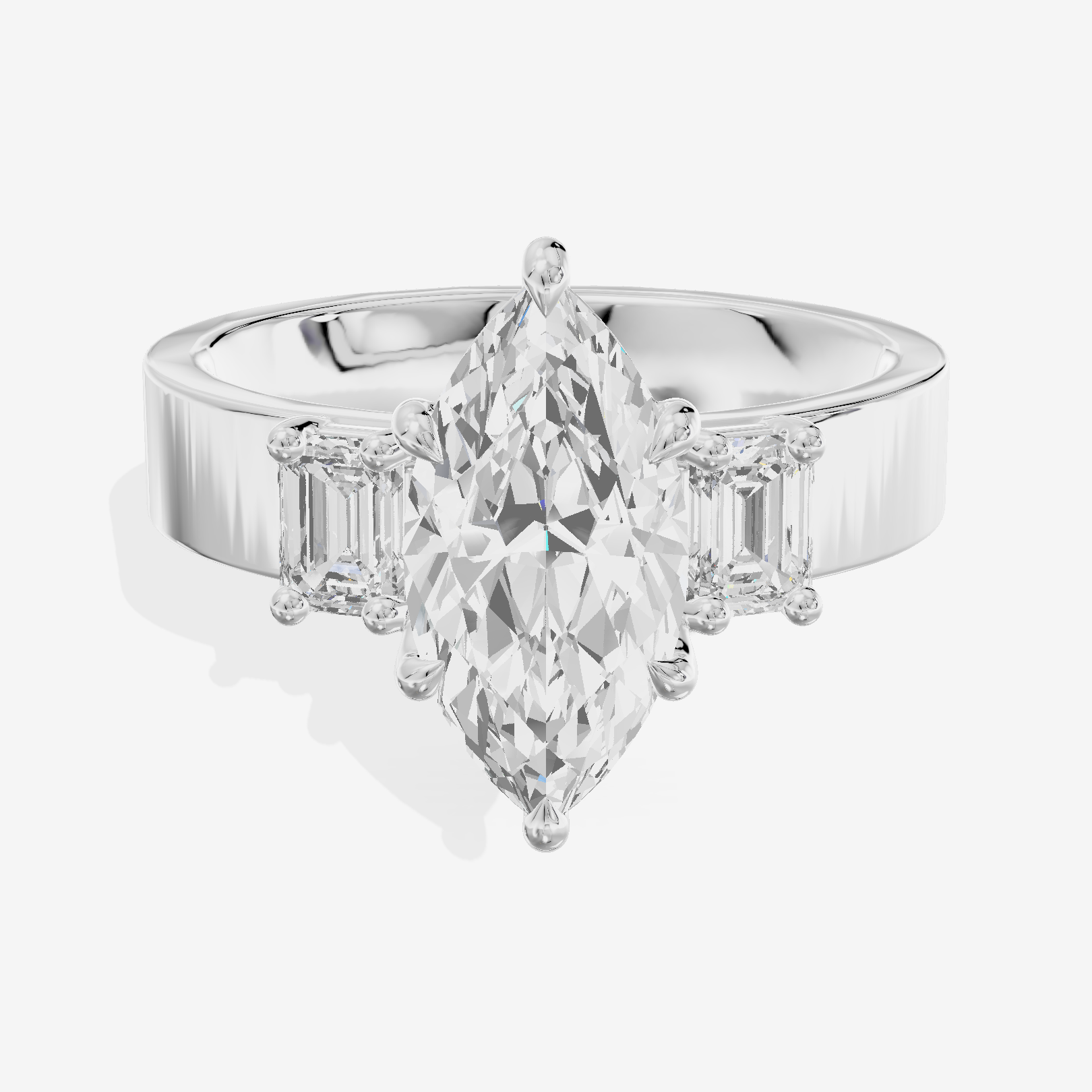 Vintage Vowsae Three Stone Marquise Engagement Ring (1/2 ct. tw.) in 18K White Gold