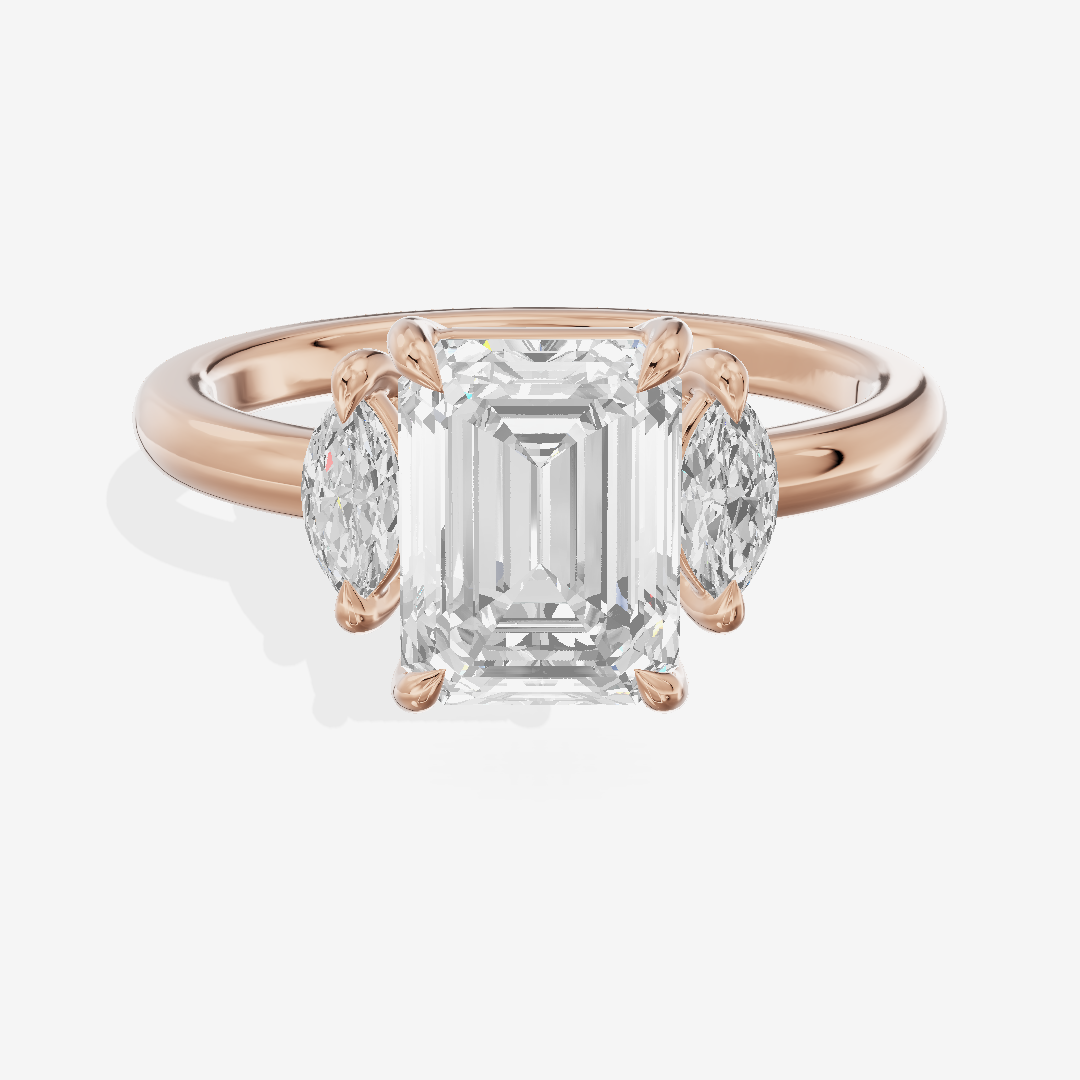 Selenia Three Stone Emerald Engagement Ring (1/2 ct. tw.) in 18K Rose Gold