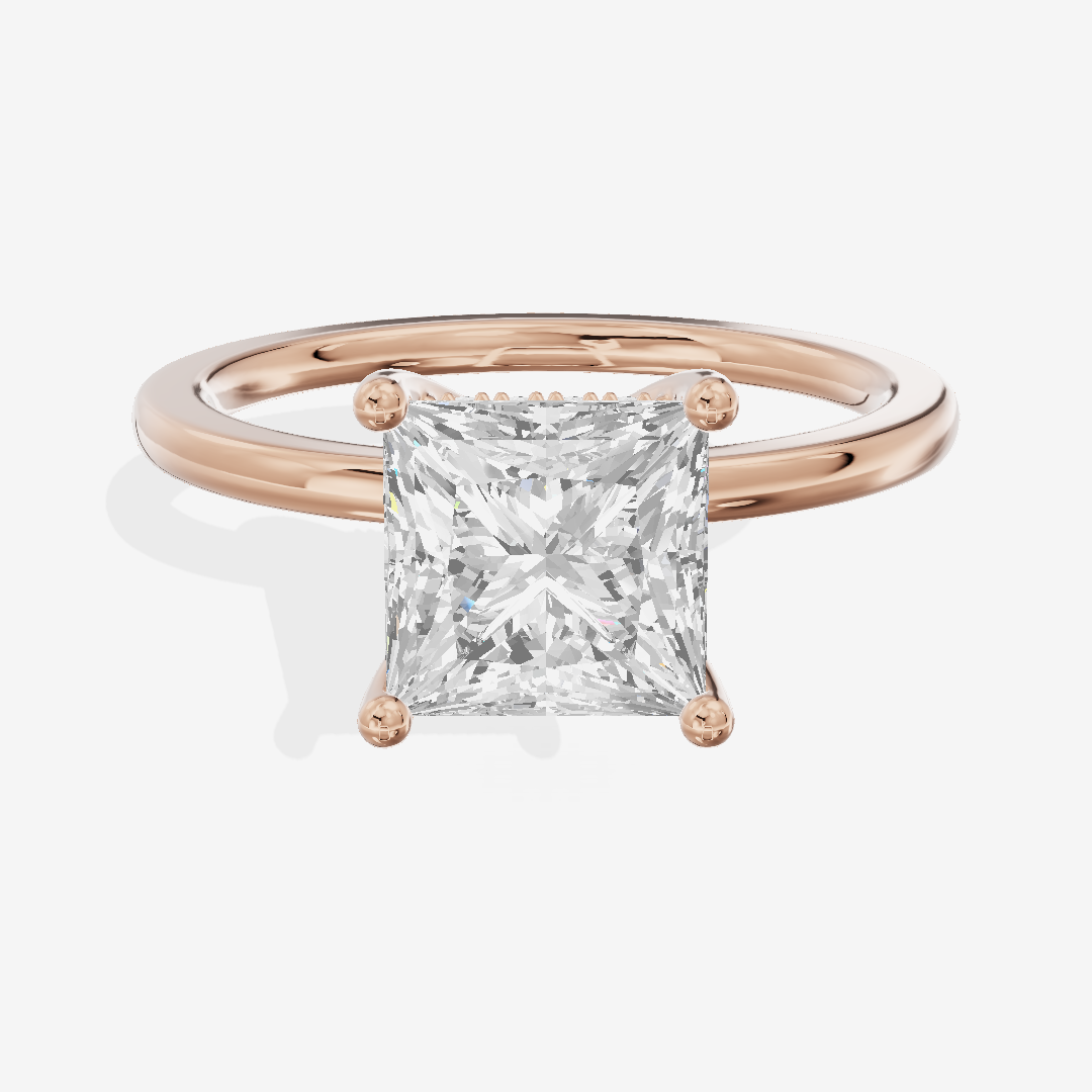 Vowsae Hidden Halo Princess Engagement Ring (1/20 ct. tw.) in 18K Rose Gold