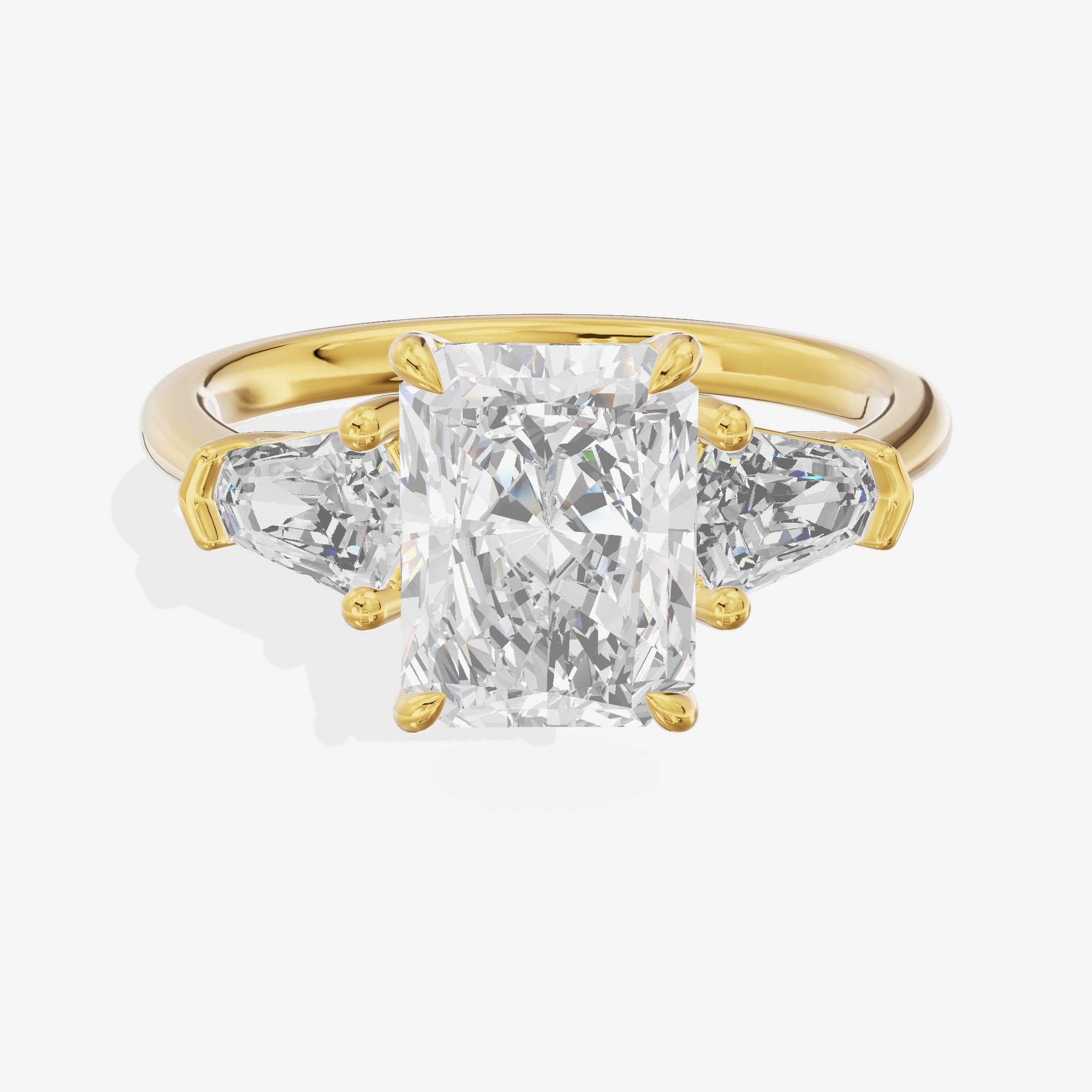 Classic Mirth Radiant Three Stone Engagement Ring (1/2 ct. tw.) in 18K Yellow Gold