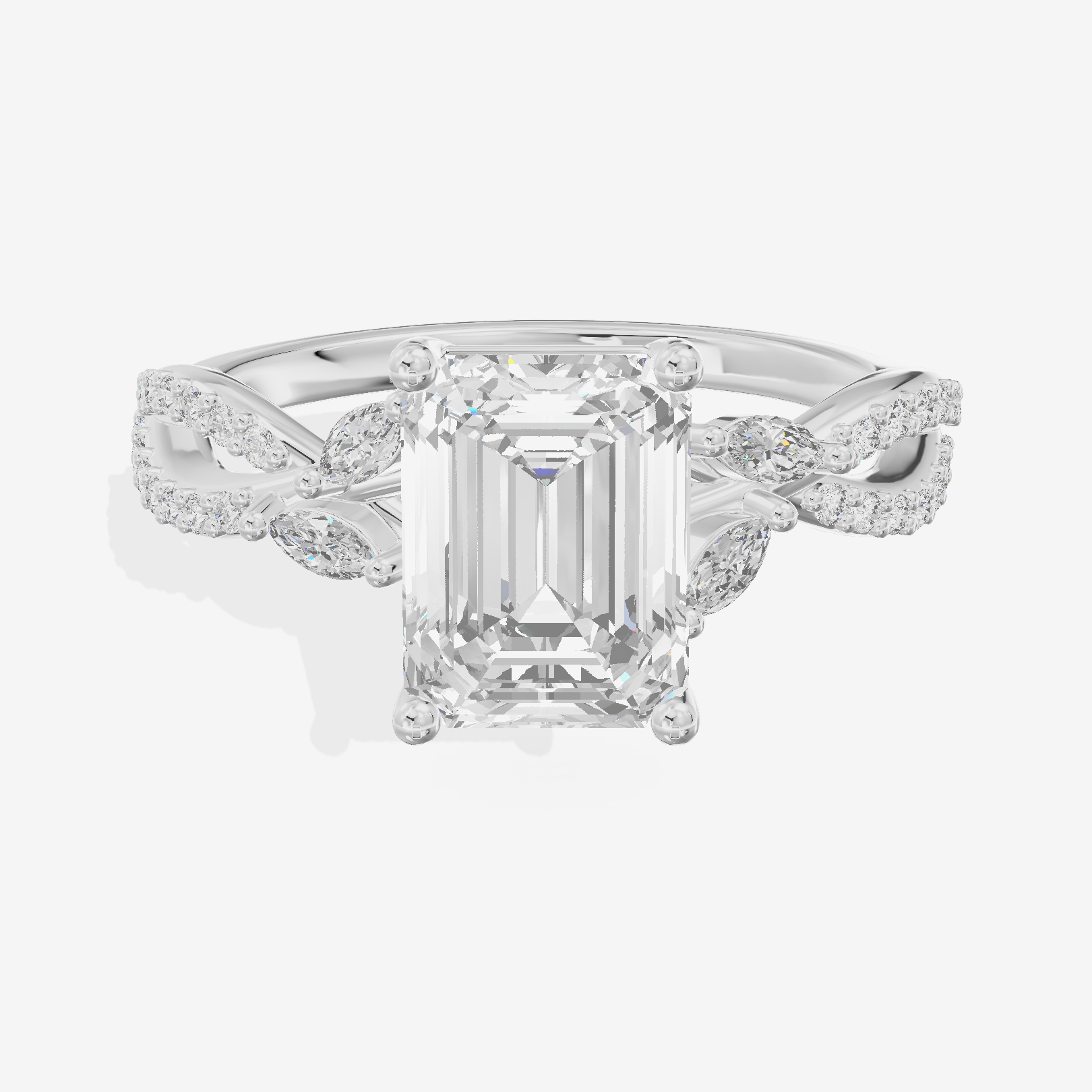 Luxe Lumera Emerald Engagement Ring with Side Stones (1/4 ct. tw.) in Platinum