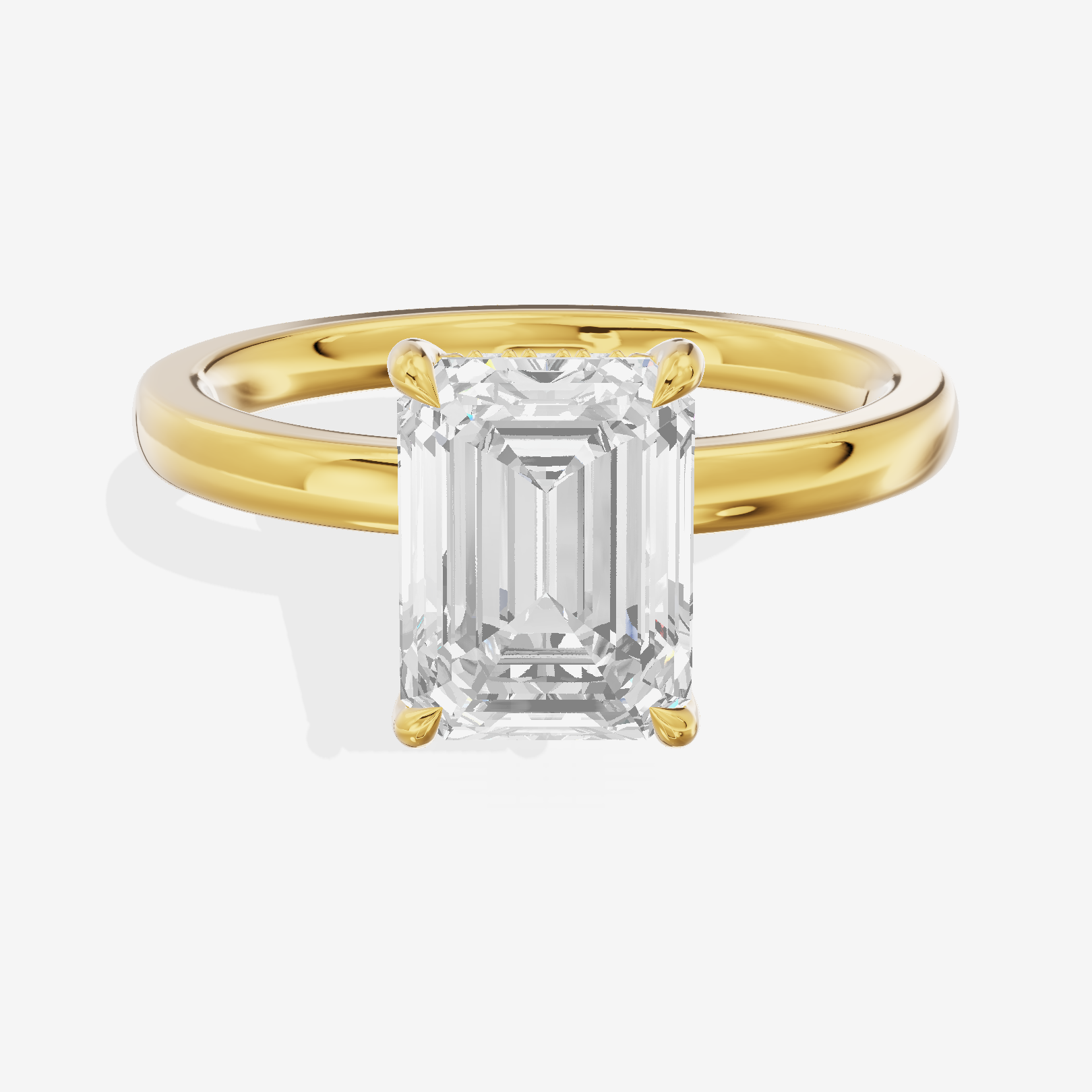 Crowned Whisper Emerald Hidden Halo Engagement Ring in 18K Yellow Gold