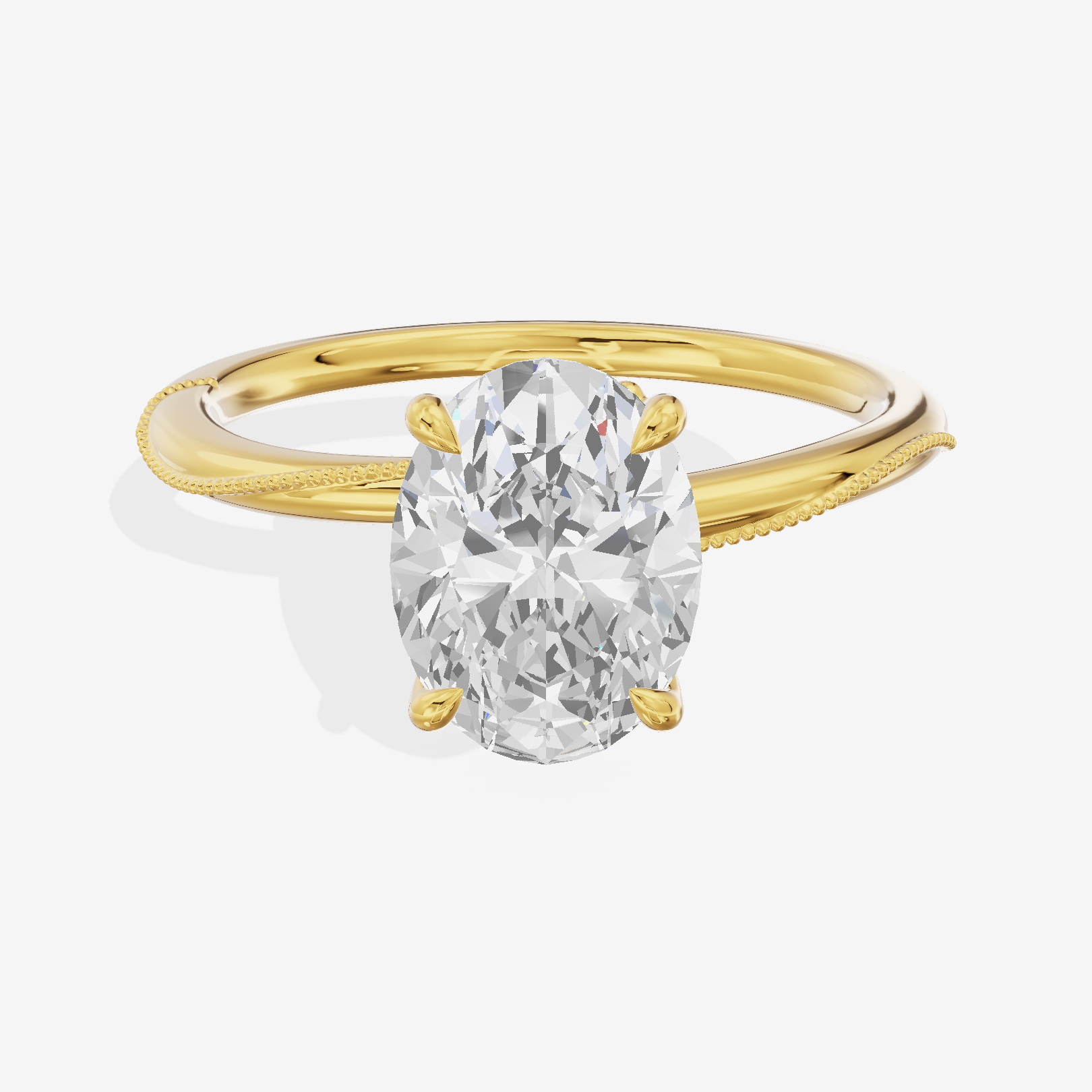 Vintage Coeurine Oval Engagement Ring (1/10 ct. tw.) in 14K Yellow Gold