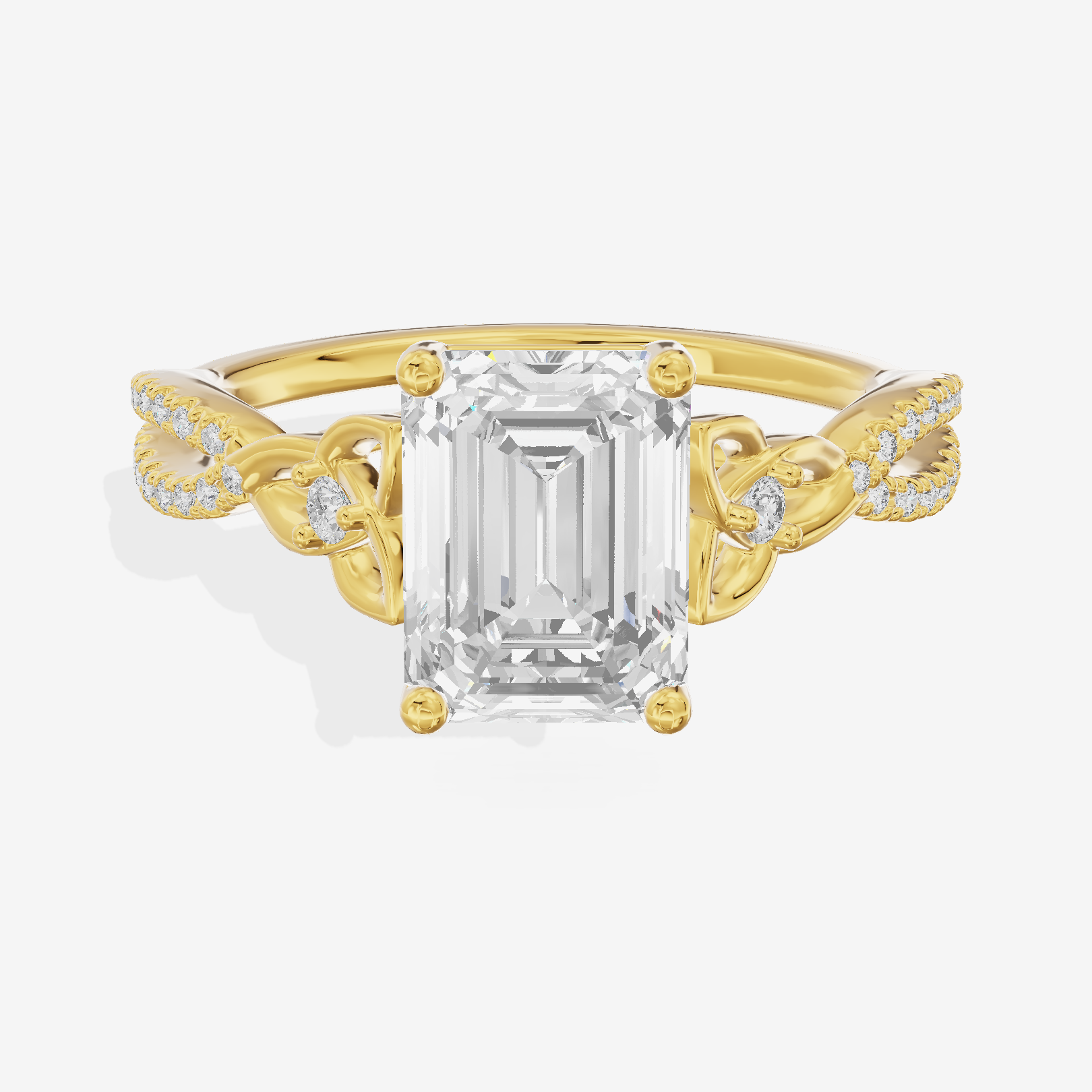 Luxe Sincere Emerald Engagement Ring with Side Stones (1/10 ct. tw.) in 14K Yellow Gold