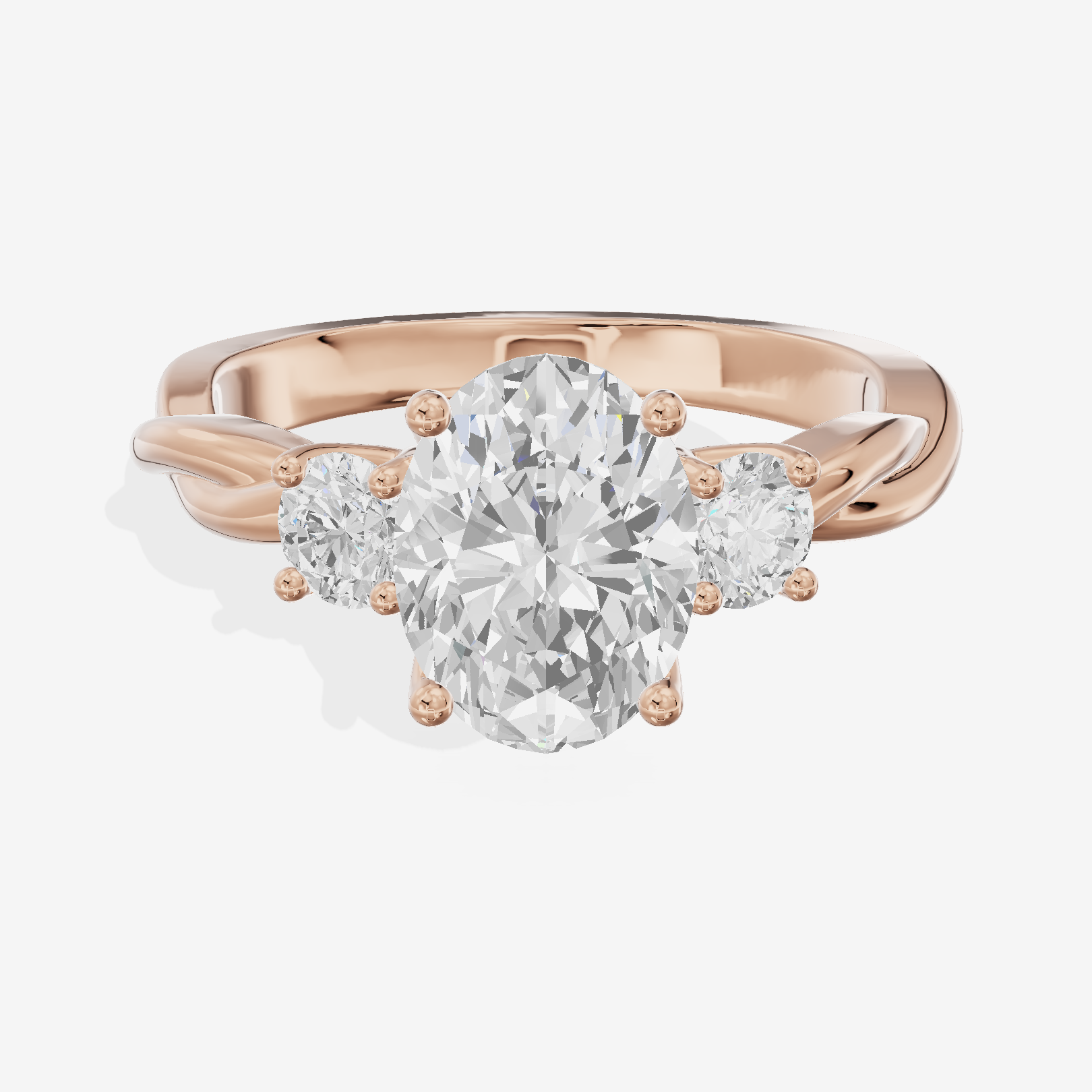 Twined Triade Oval Three Stone Engagement Ring (1/4 ct. tw.) in 18K Rose Gold