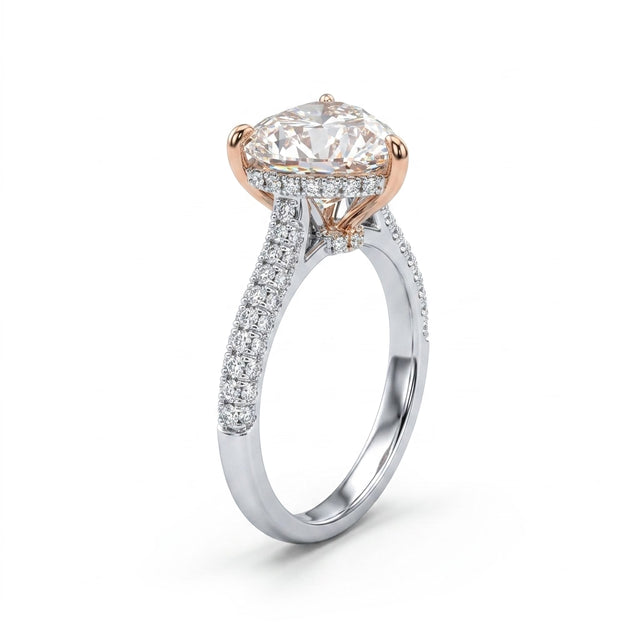 Solitaire Pavé Heart Engagement Ring
