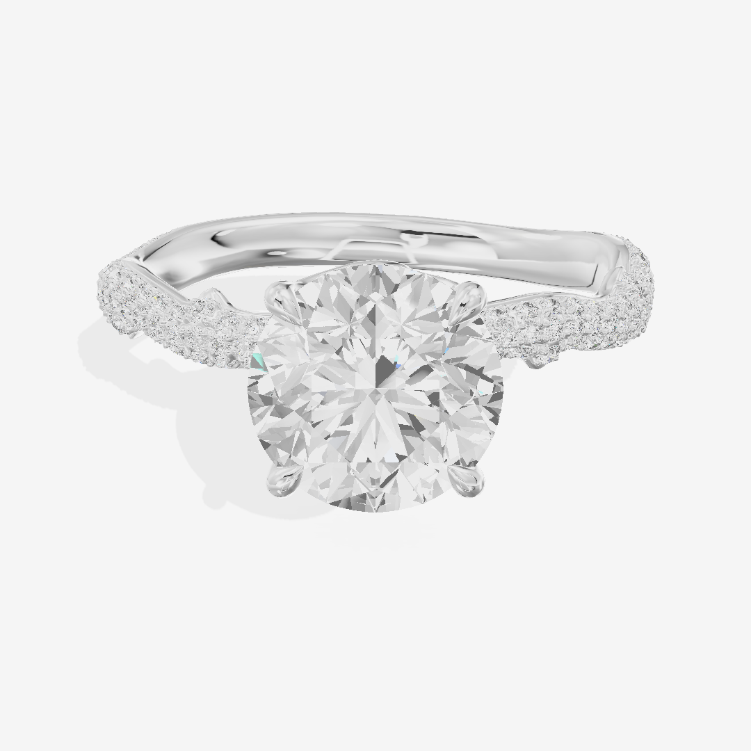 Twine Vine Vine Round Engagement Ring with Side Stones (3/5 ct. tw.) in 18K White Gold