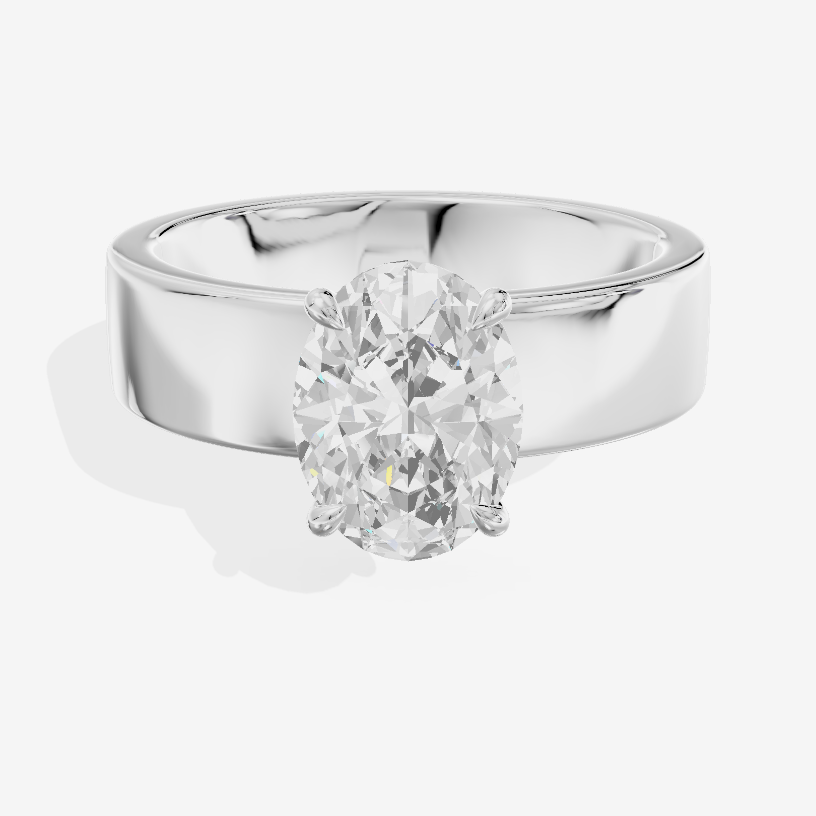 Lustrous Promezza Oval Engagement Ring with Side Stones (1/20 ct. tw.) in 14K White Gold